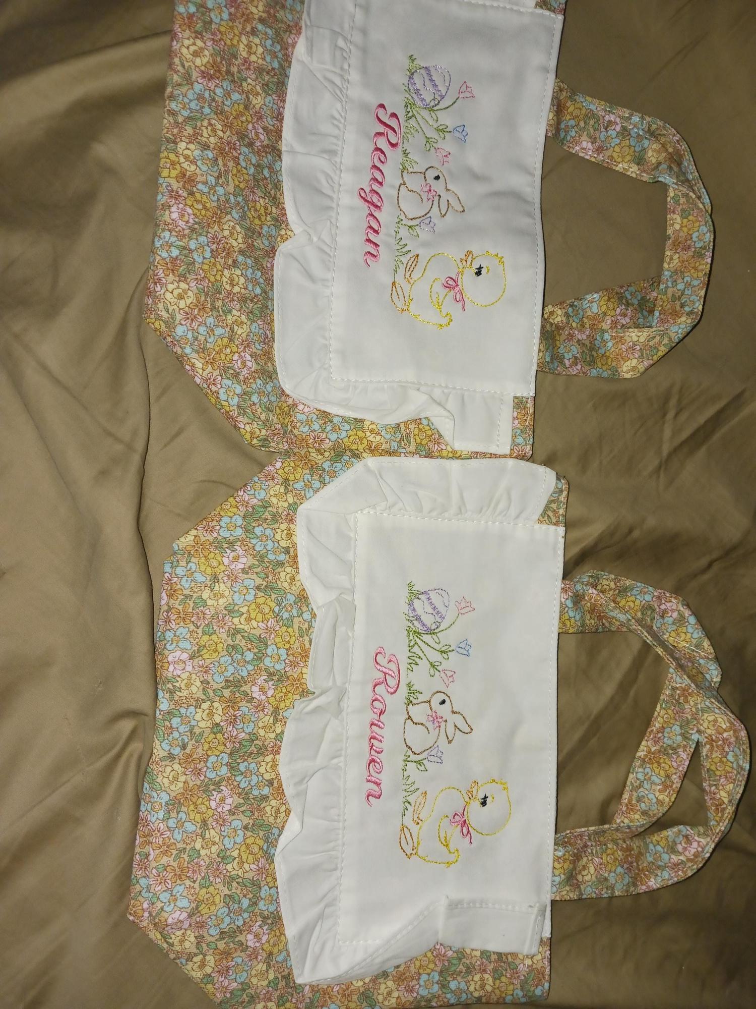 Vintage Personalized Easter Basket for Toddler or Small Child, Customized Embroidered Easter Basket, Kid's Easter Basket,Antique Easter Tote