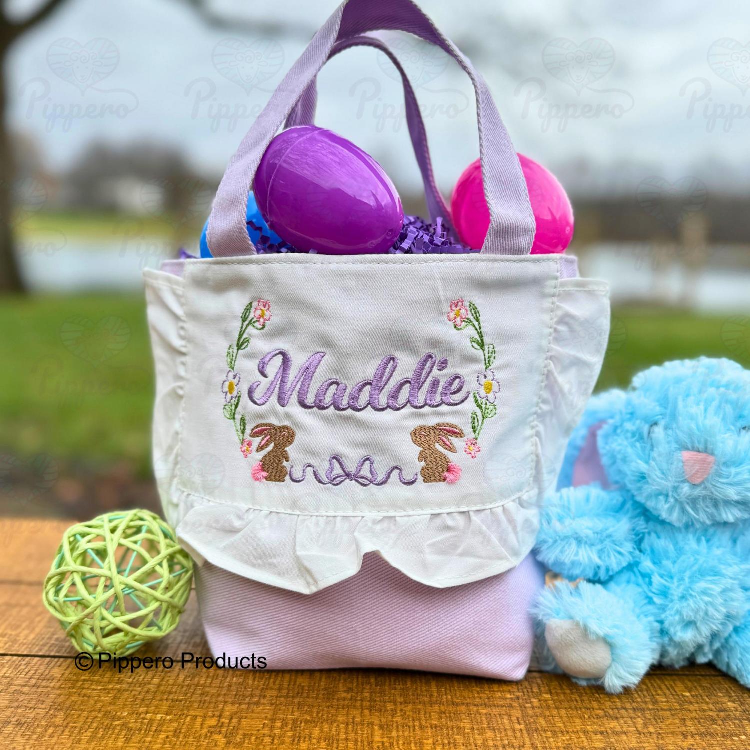 Vintage Personalized Easter Basket for Toddler or Small Child, Customized Embroidered Easter Basket, Kid's Easter Basket,Antique Easter Tote