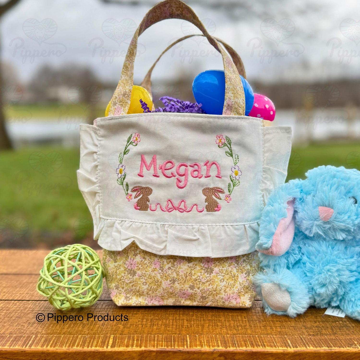 Vintage Personalized Easter Basket for Toddler or Small Child, Customized Embroidered Easter Basket, Kid's Easter Basket,Antique Easter Tote