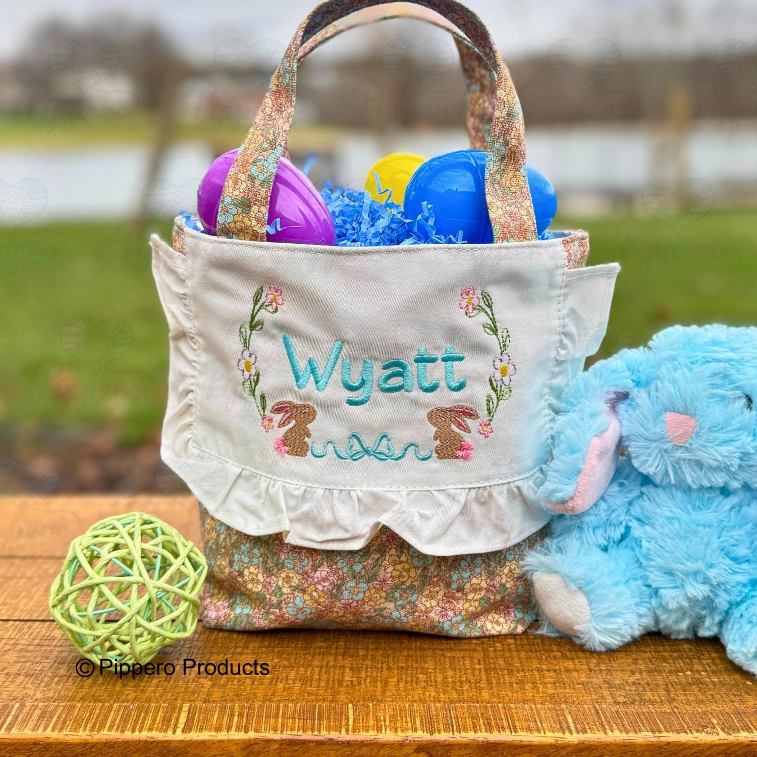 Vintage Personalized Easter Basket for Toddler or Small Child, Customized Embroidered Easter Basket, Kid's Easter Basket,Antique Easter Tote
