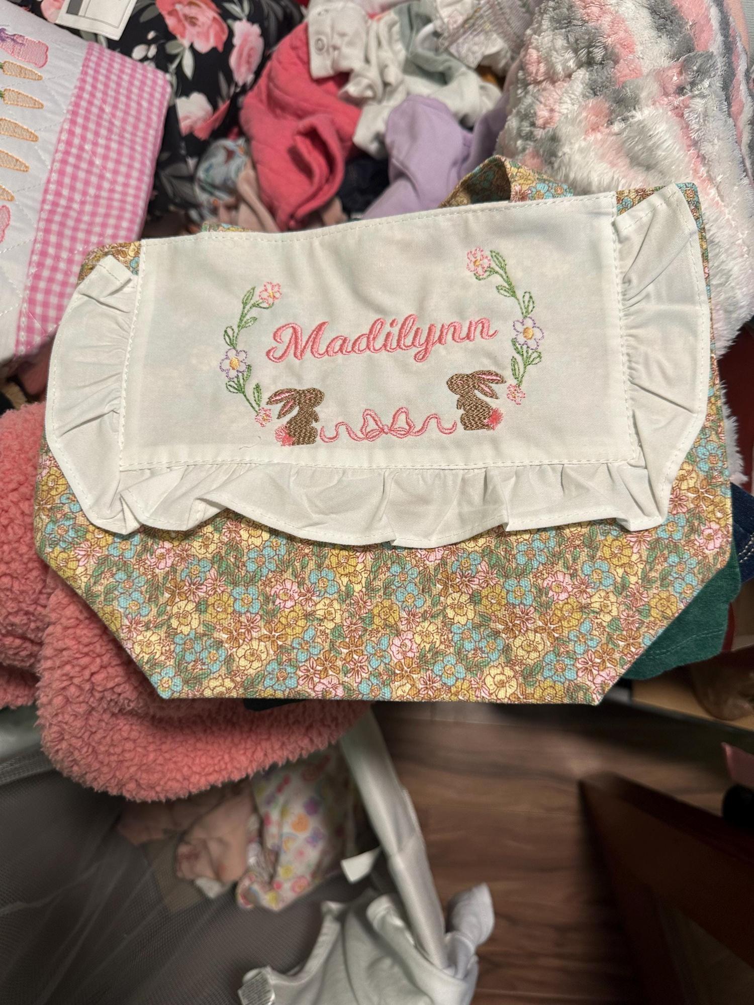 Vintage Personalized Easter Basket for Toddler or Small Child, Customized Embroidered Easter Basket, Kid's Easter Basket,Antique Easter Tote