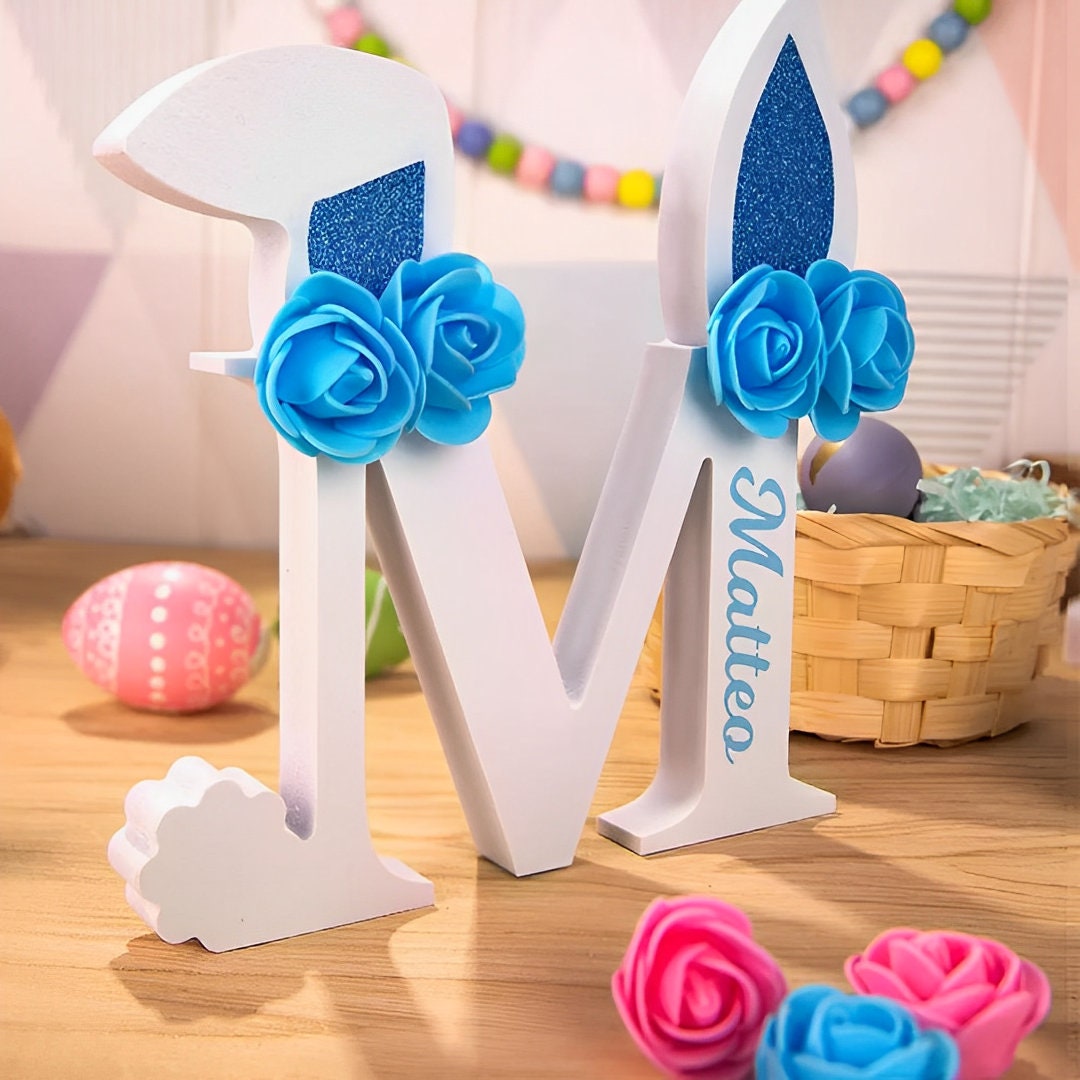 Personalized Easter Bunny Letter with Custom Name Decoration, Easter Party Decoration Ideas, Kids Easter Bunny Gift, Children's Easter Decor
