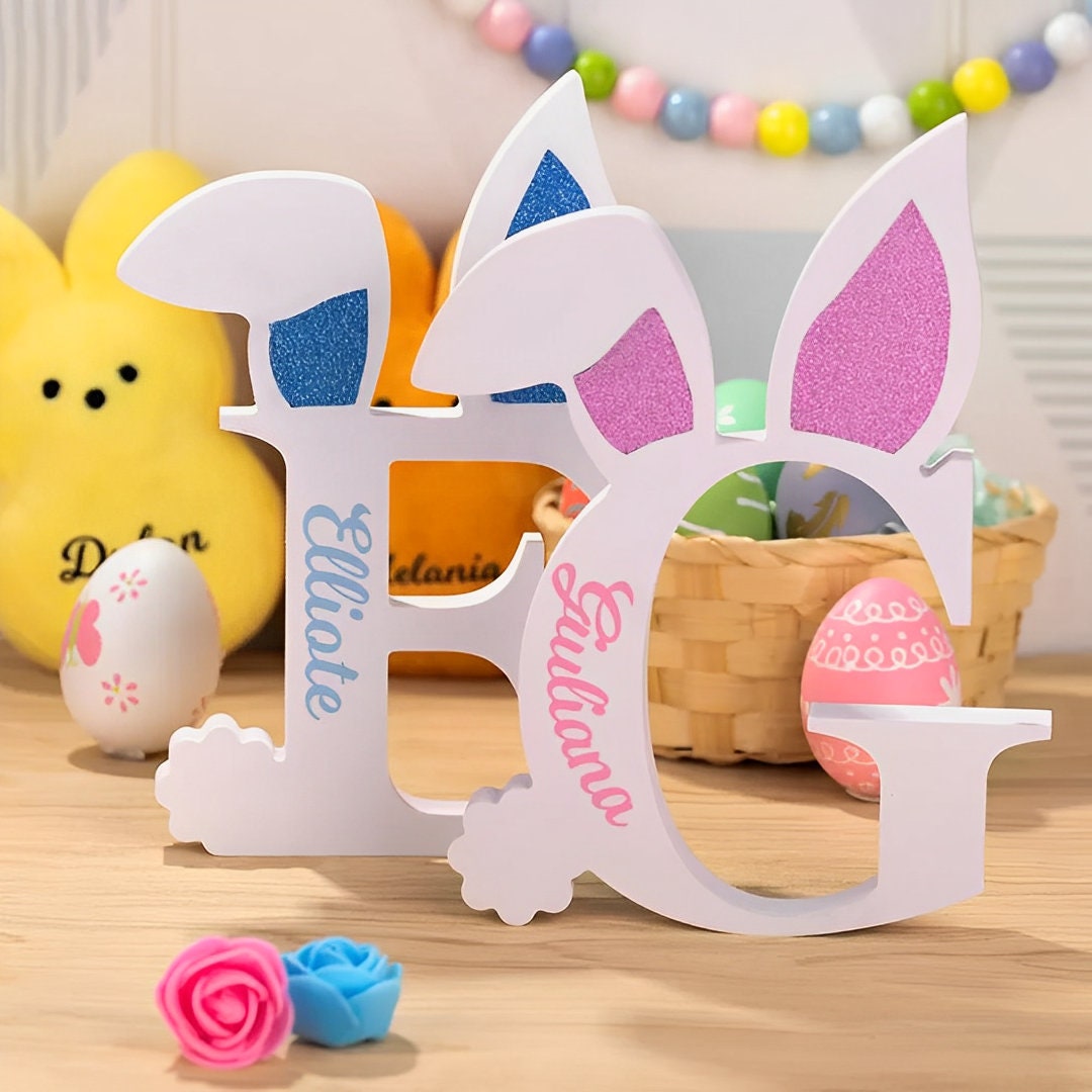 Personalized Easter Bunny Letter with Custom Name Decoration, Easter Party Decoration Ideas, Kids Easter Bunny Gift, Children's Easter Decor