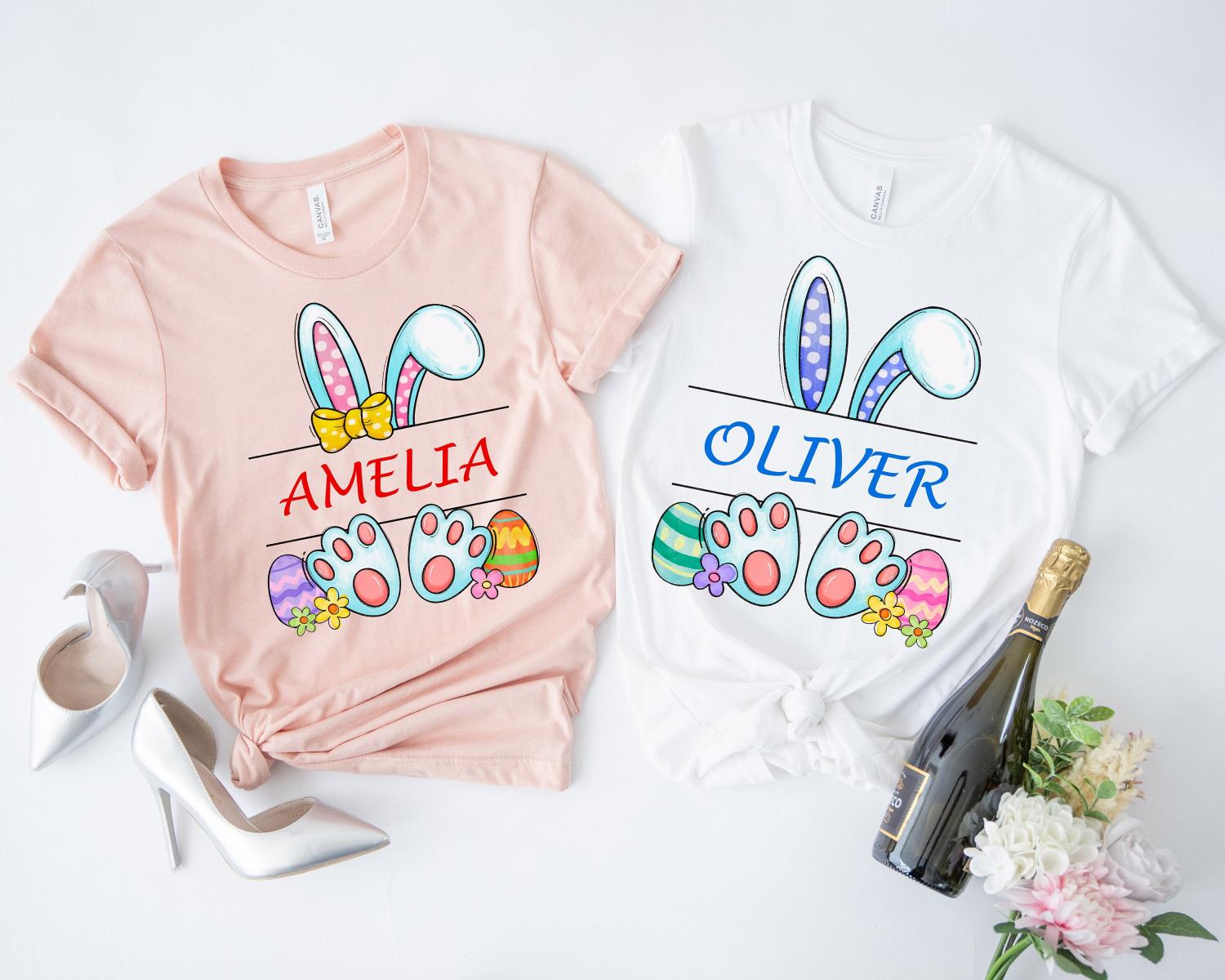 Personalized Easter Bunny Shirt: Kids Matching Easter Egg Hunt Tee