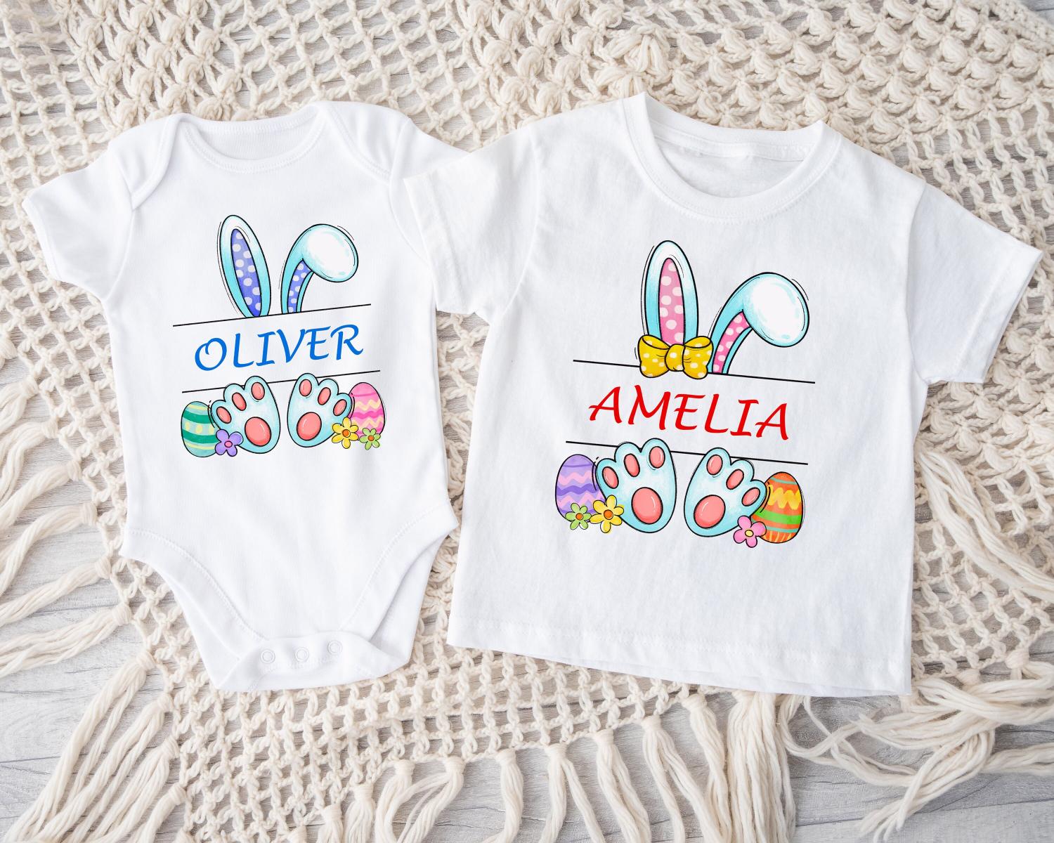 Personalized Easter Bunny Shirt: Kids Matching Easter Egg Hunt Tee
