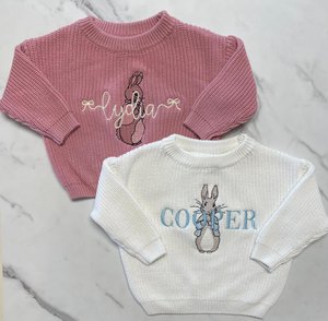 Personalized Peter Rabbit Easter Sweater – Embroidered Cotton Pullover