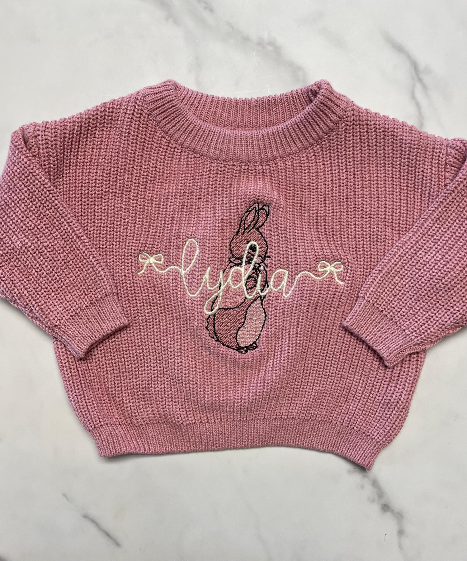 Personalized Peter Rabbit Easter Sweater – Embroidered Cotton Pullover