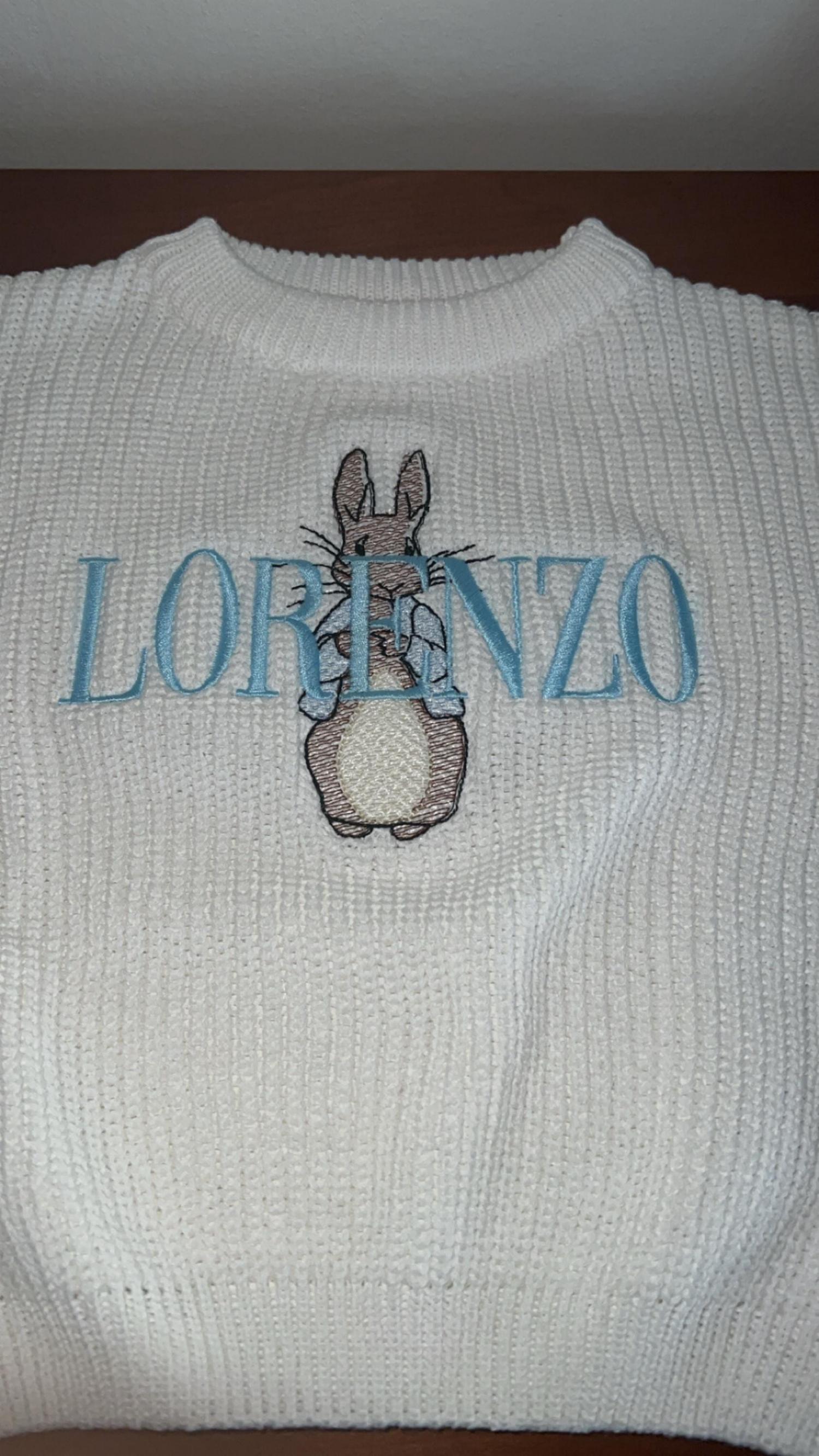 Personalized Peter Rabbit Easter Sweater – Embroidered Cotton Pullover