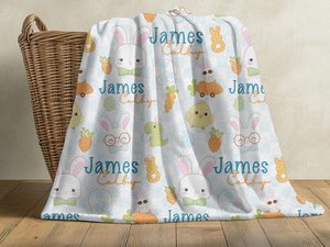 Personalized Easter Blanket, Easter Gift for Child, Easter Blanket for Boy,Baby Shower Gift, Kids Easter Gift, Custom Easter Gift for Kids