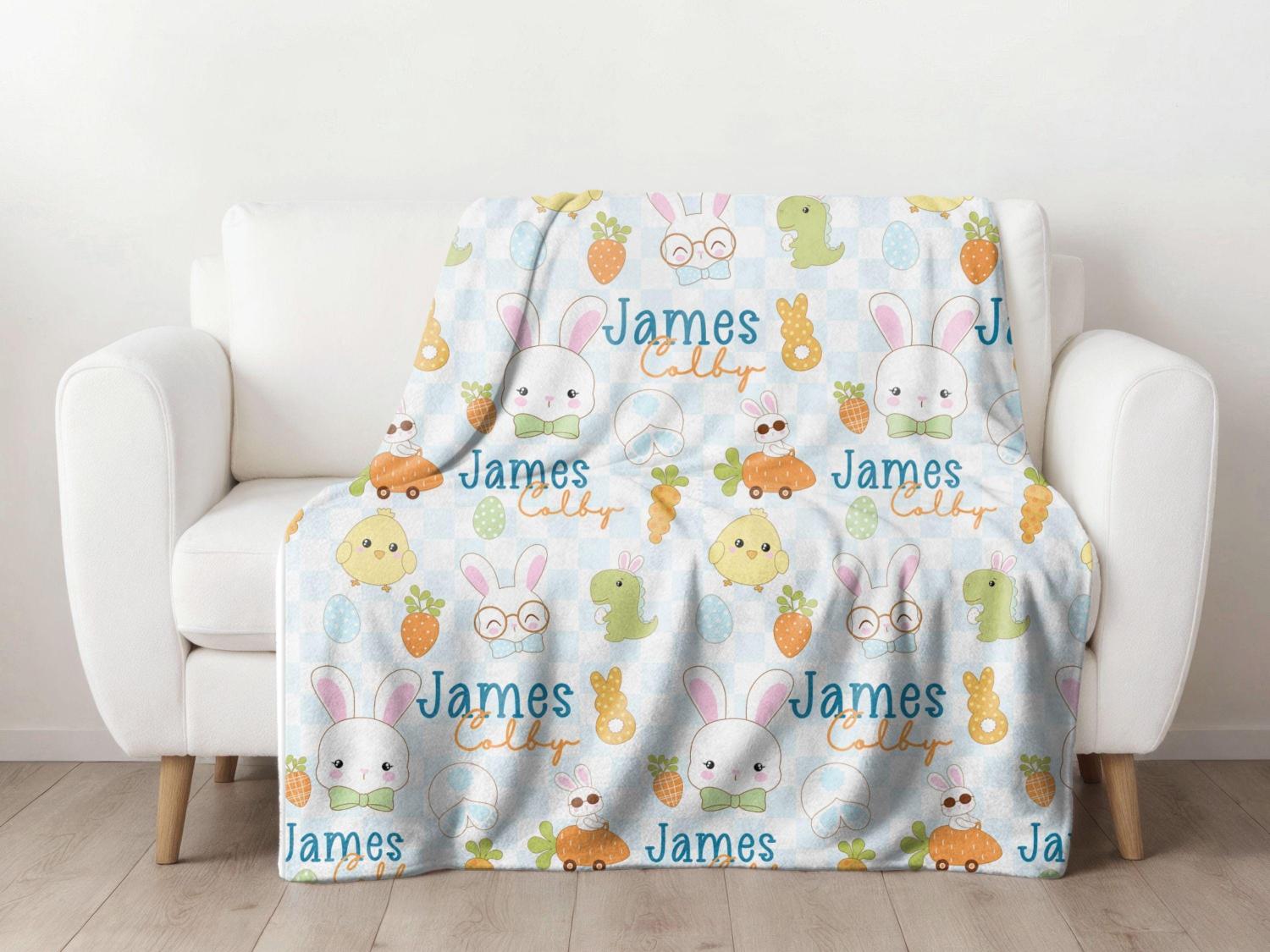 Personalized Easter Blanket, Easter Gift for Child, Easter Blanket for Boy,Baby Shower Gift, Kids Easter Gift, Custom Easter Gift for Kids