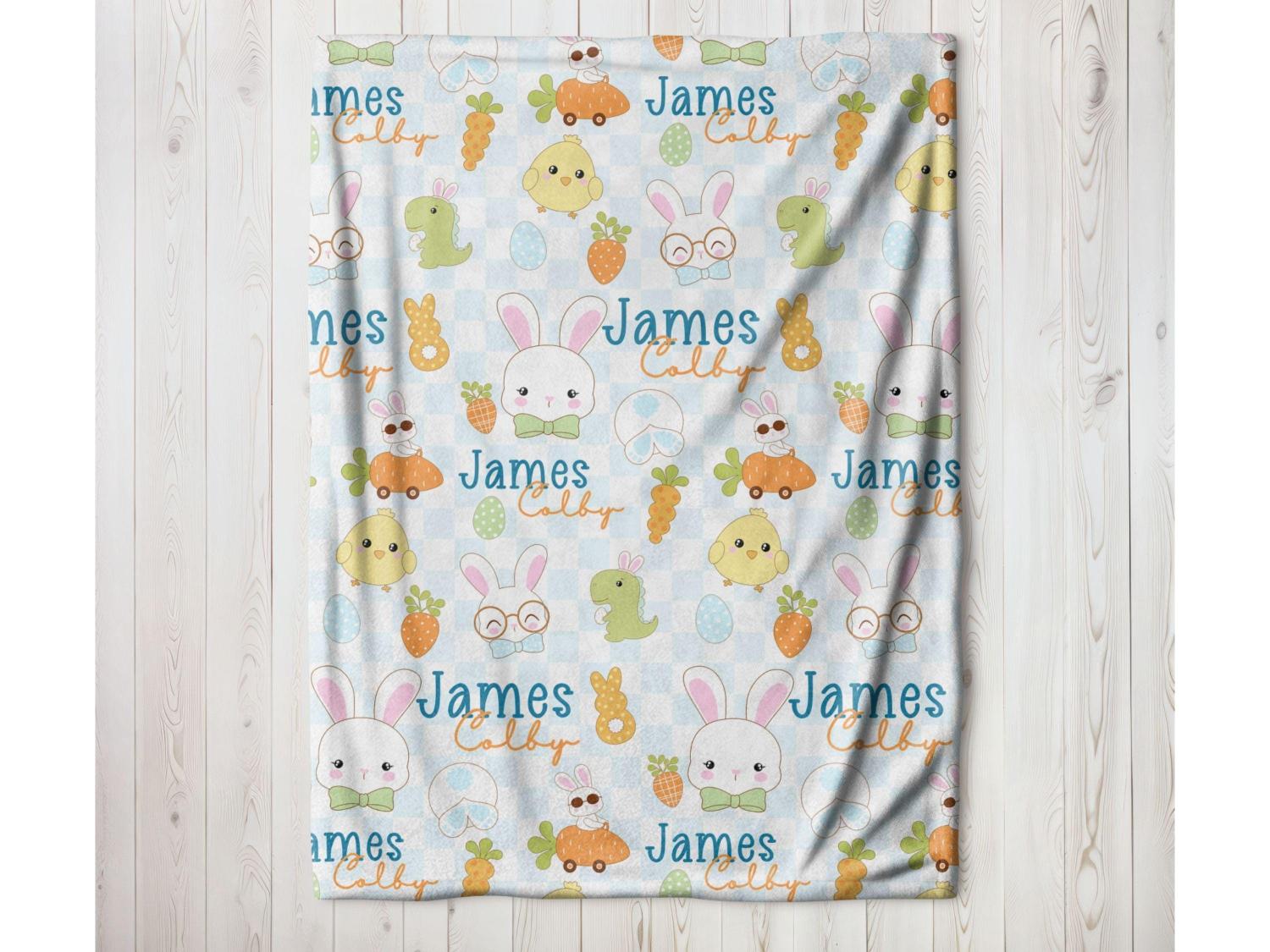Personalized Easter Blanket, Easter Gift for Child, Easter Blanket for Boy,Baby Shower Gift, Kids Easter Gift, Custom Easter Gift for Kids