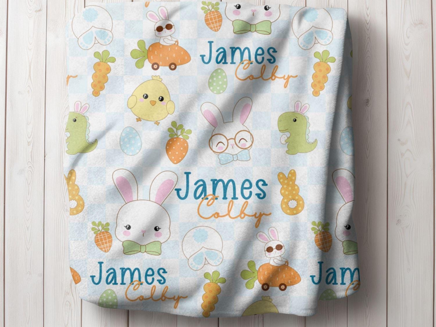 Personalized Easter Blanket, Easter Gift for Child, Easter Blanket for Boy,Baby Shower Gift, Kids Easter Gift, Custom Easter Gift for Kids