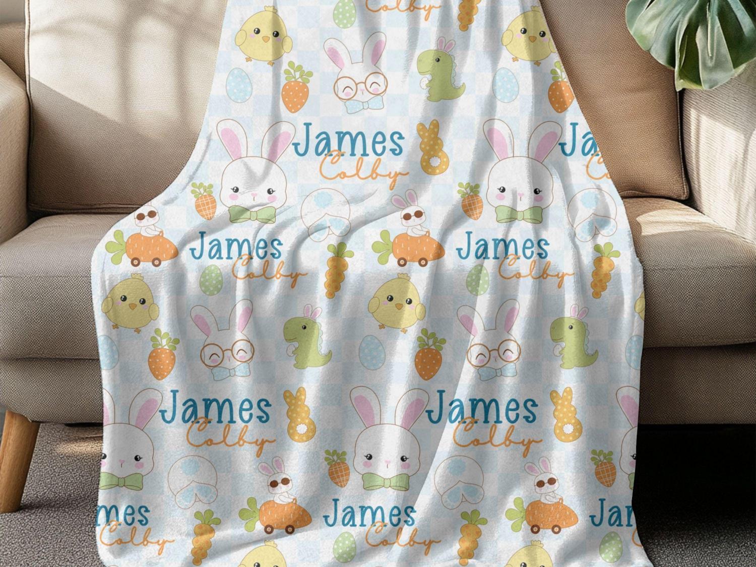 Personalized Easter Blanket, Easter Gift for Child, Easter Blanket for Boy,Baby Shower Gift, Kids Easter Gift, Custom Easter Gift for Kids