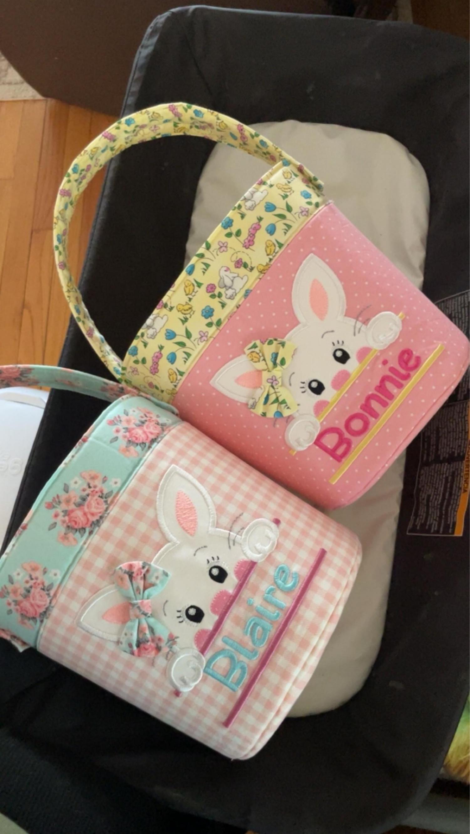 Personalized Fabric Easter Basket, Bunny, Heirloom Keepsake