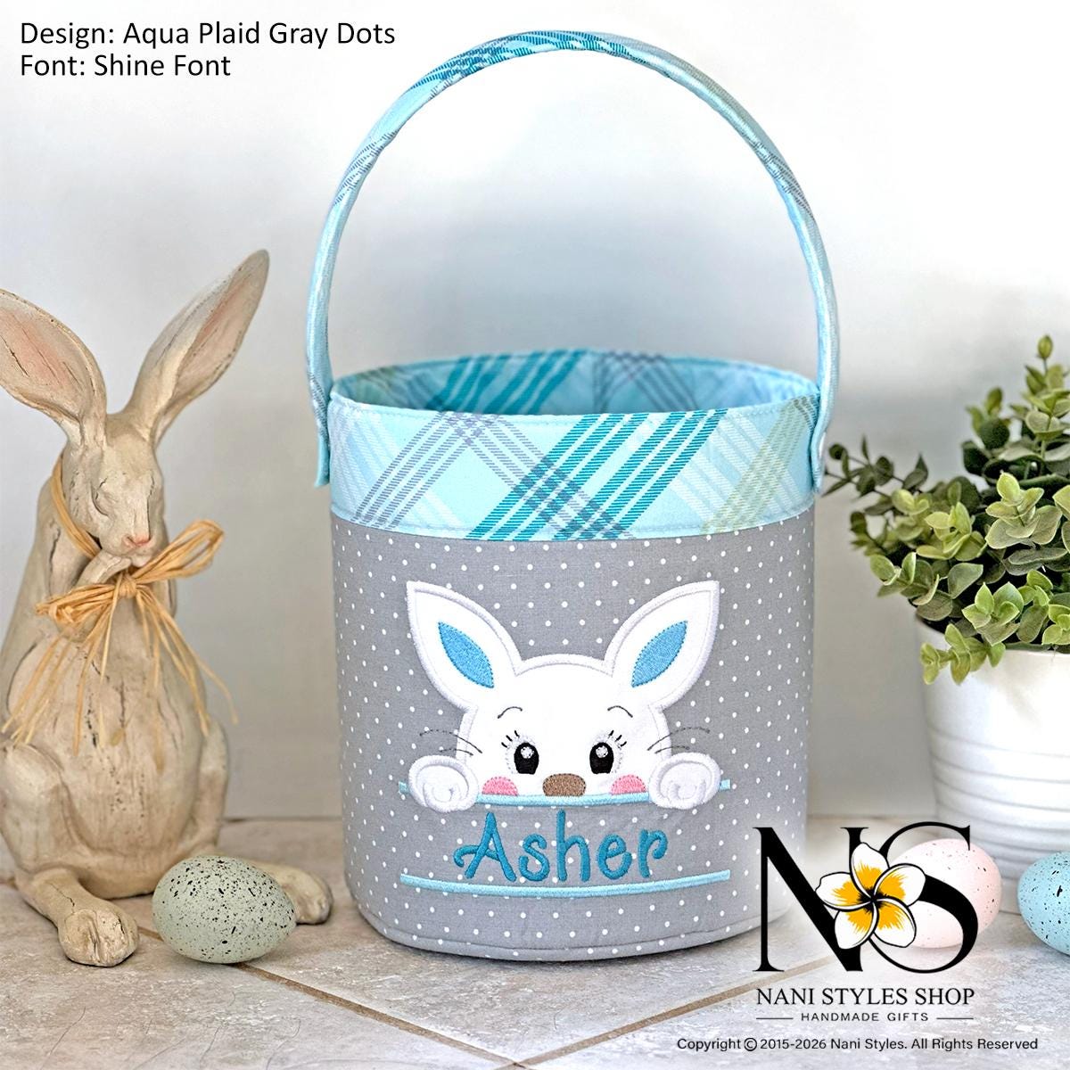 Personalized Fabric Easter Basket, Bunny, Heirloom Keepsake