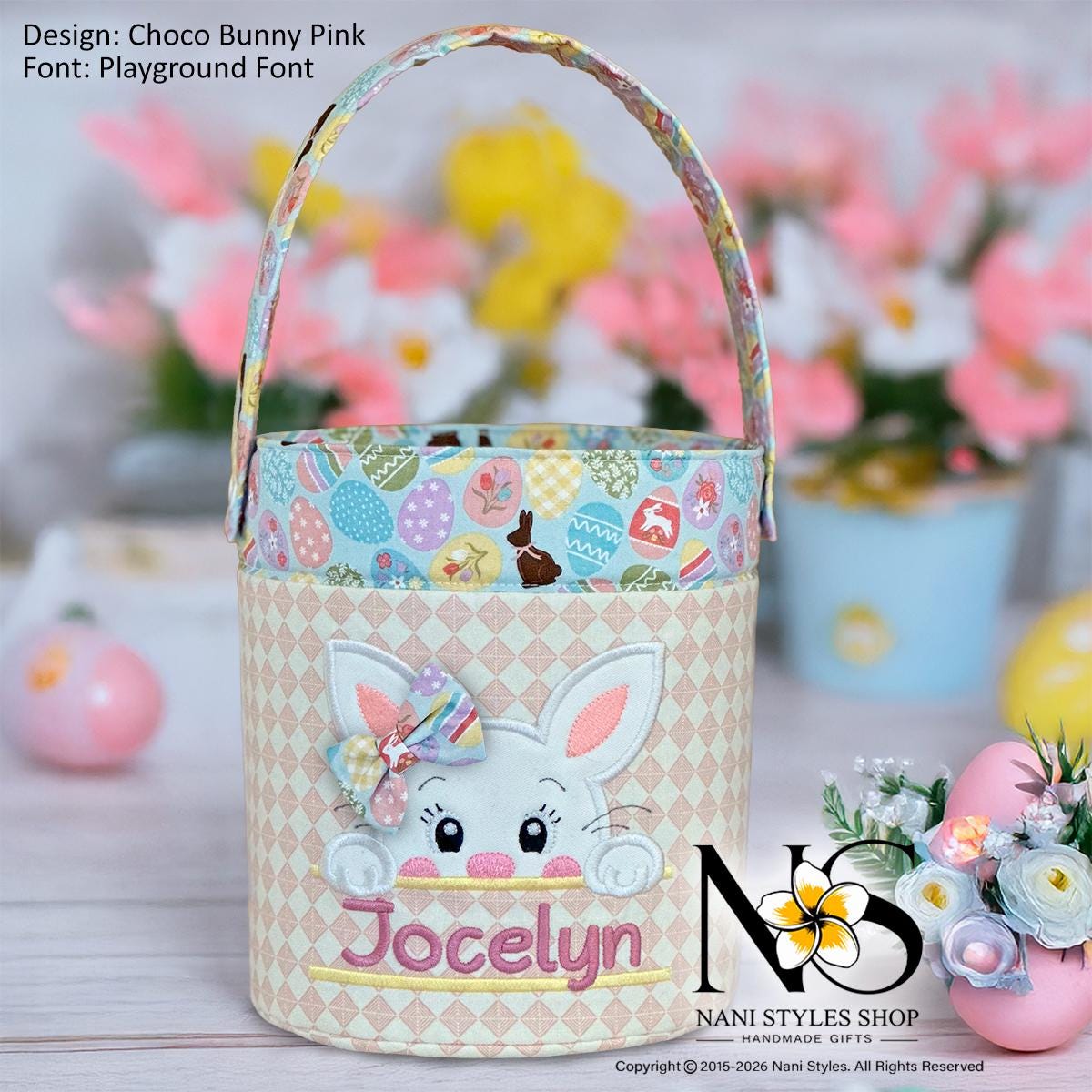Personalized Fabric Easter Basket, Bunny, Heirloom Keepsake