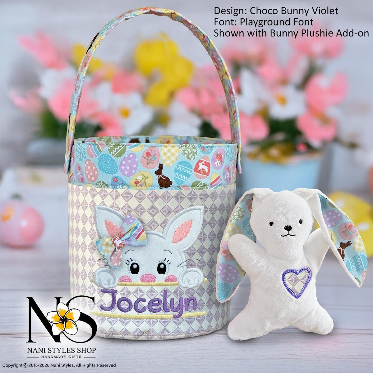 Personalized Fabric Easter Basket, Bunny, Heirloom Keepsake