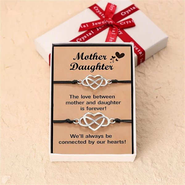 Mother Daughter Bracelet Set, Heart-Shaped Infinite Love Forever Bracelet, To My Daughter Bracelet, Mom Daughter Jewelry Gifts for Mother