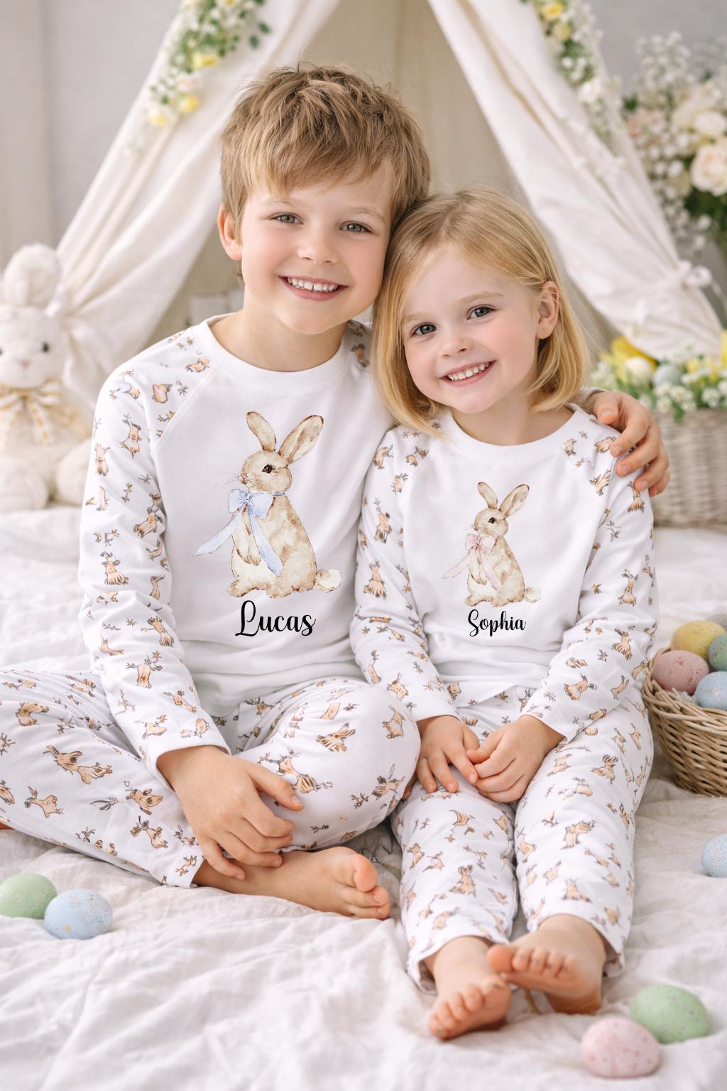 Personalised Easter Pyjamas for Kids | Bunny Easter PJs | Baby & Child Easter Sleepwear | First Easter Gift