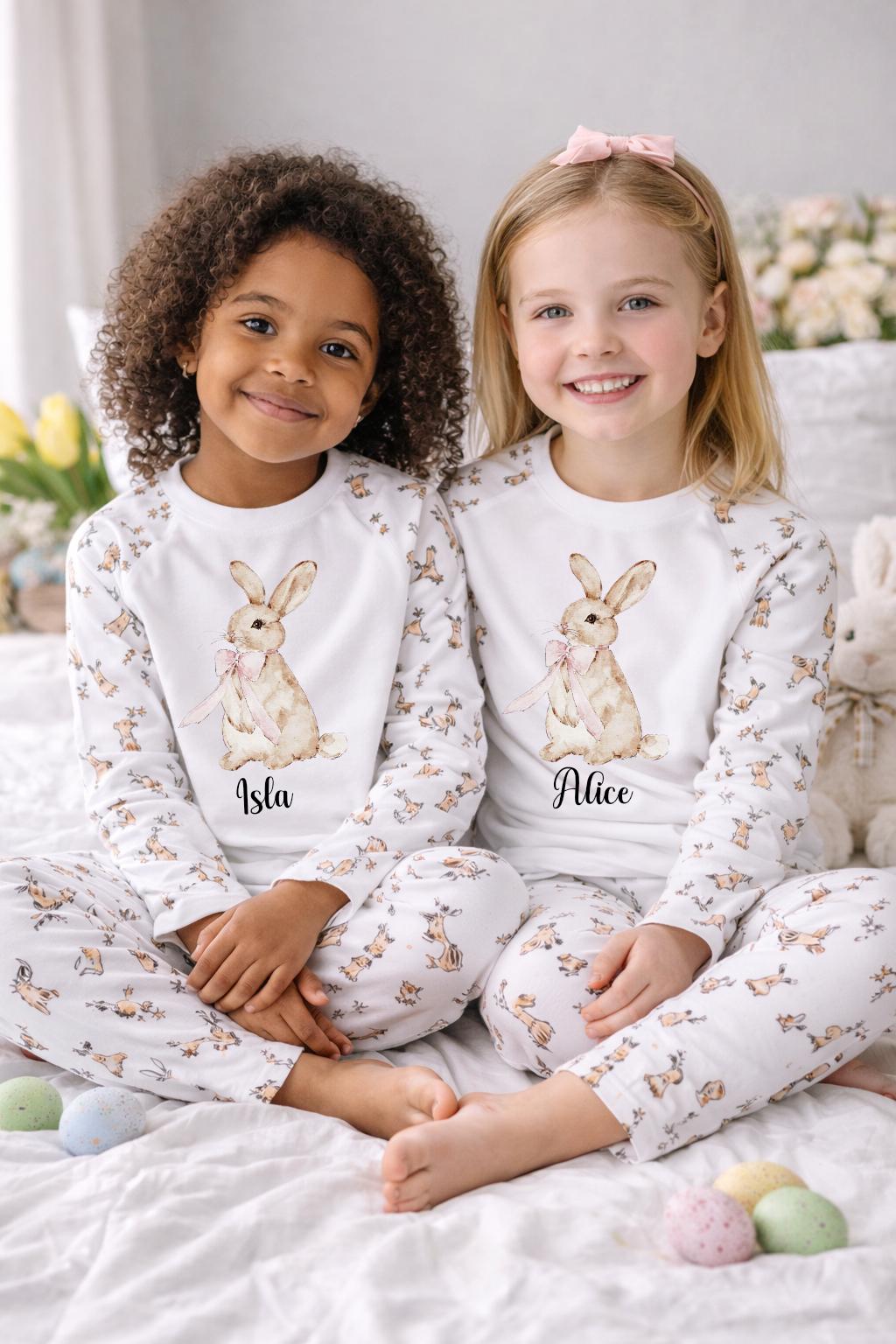 Personalised Easter Pyjamas for Kids | Bunny Easter PJs | Baby & Child Easter Sleepwear | First Easter Gift
