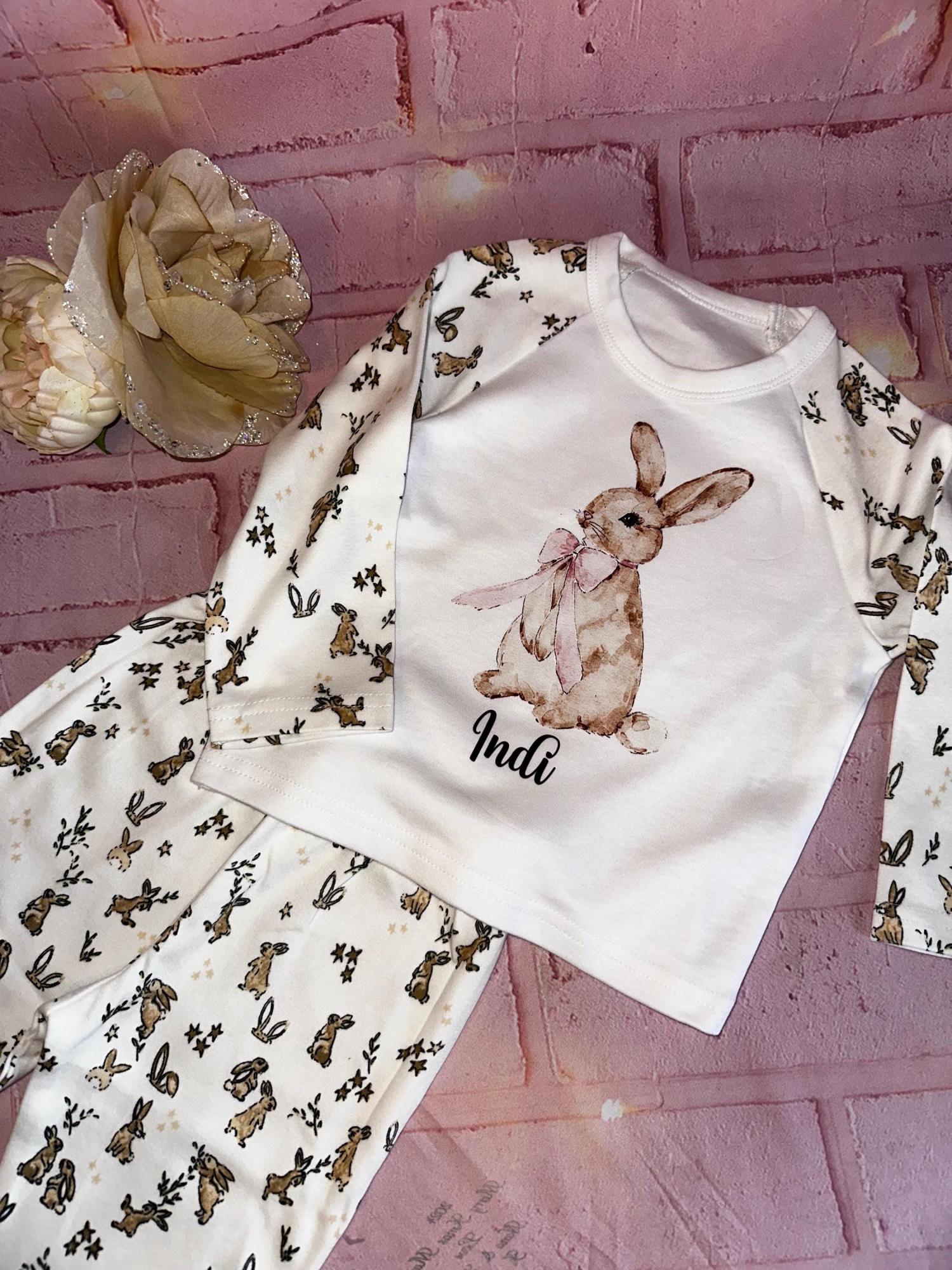 Personalised Easter Pyjamas for Kids | Bunny Easter PJs | Baby & Child Easter Sleepwear | First Easter Gift