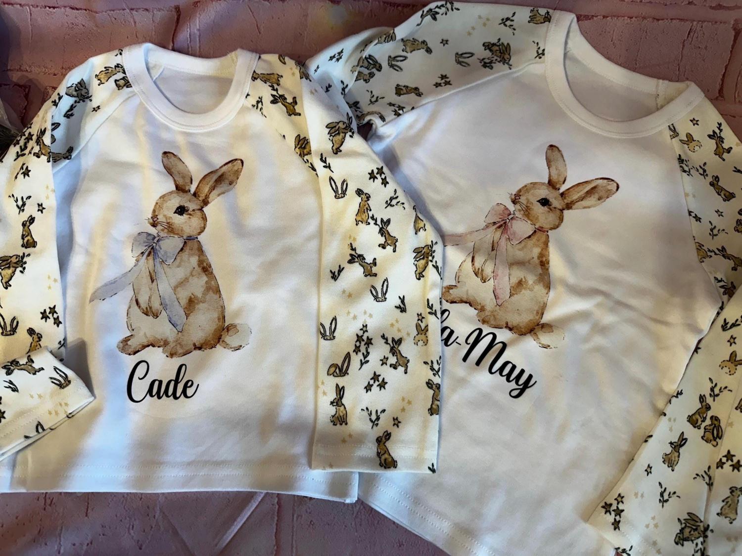 Personalised Easter Pyjamas for Kids | Bunny Easter PJs | Baby & Child Easter Sleepwear | First Easter Gift