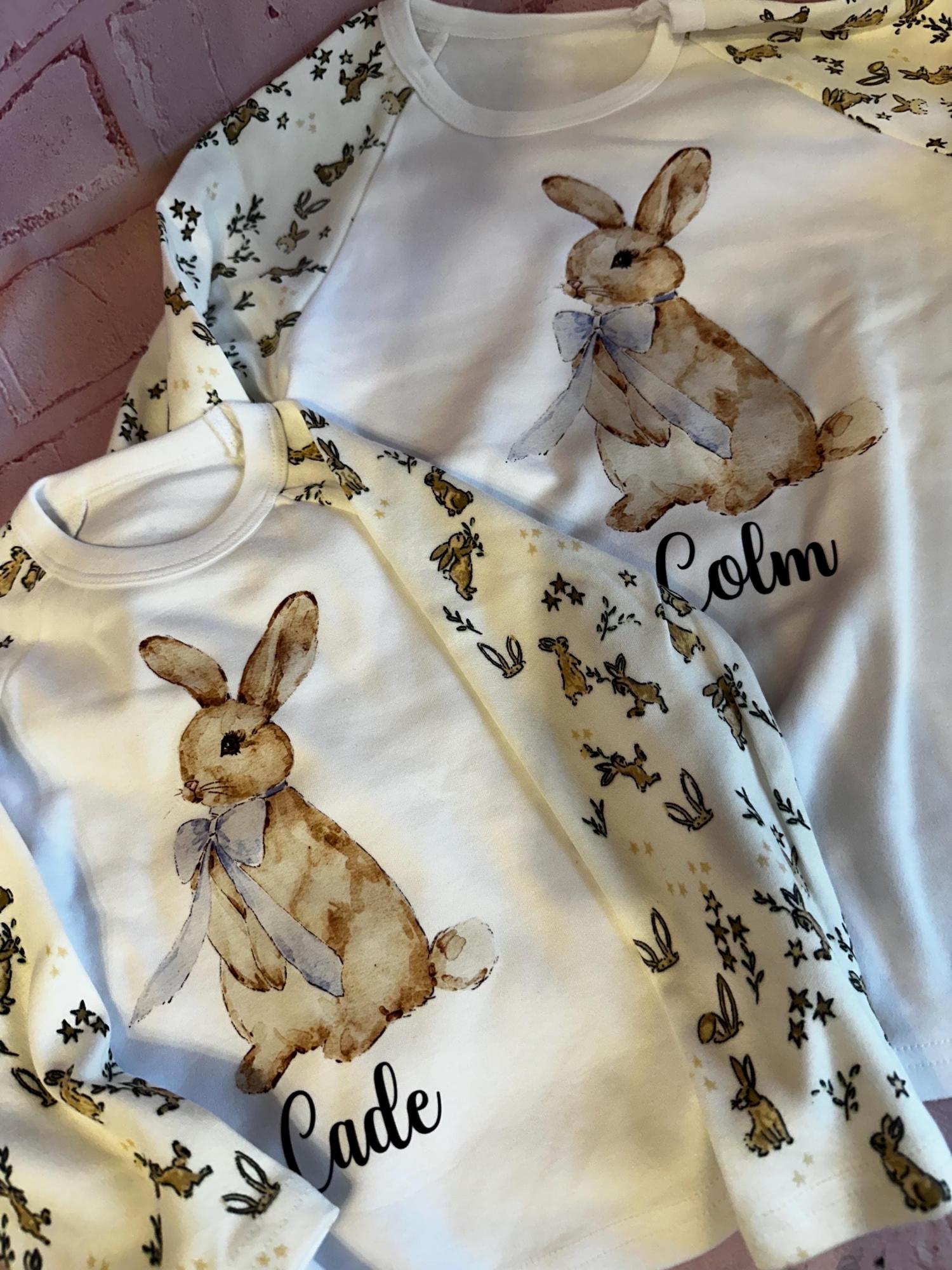 Personalised Easter Pyjamas for Kids | Bunny Easter PJs | Baby & Child Easter Sleepwear | First Easter Gift