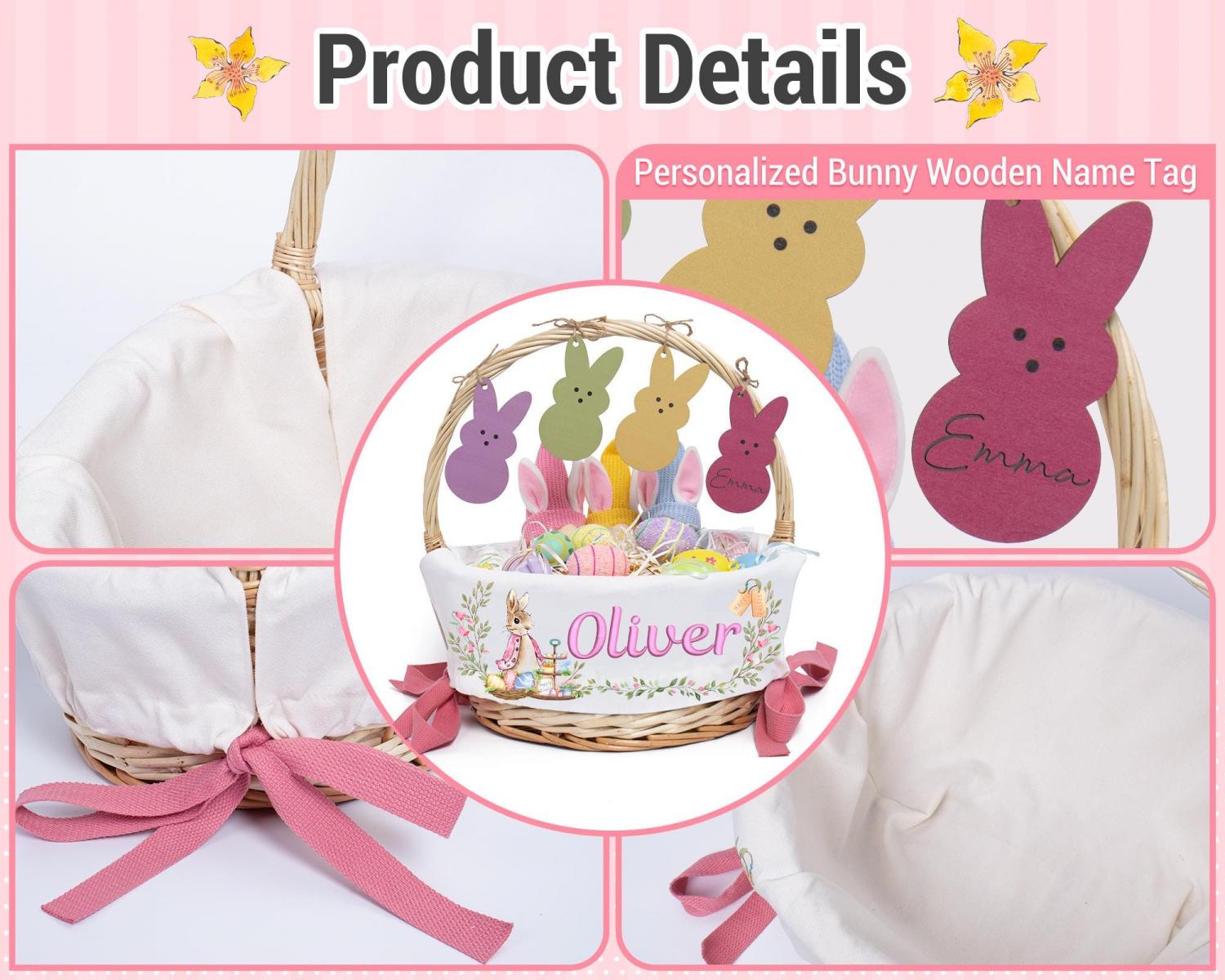 Personalized Easter Basket Liner, Custom Kids Easter Basket Liner with Name or Monogram,Easter Gift for Kids Girls Boys,Baby First Easter