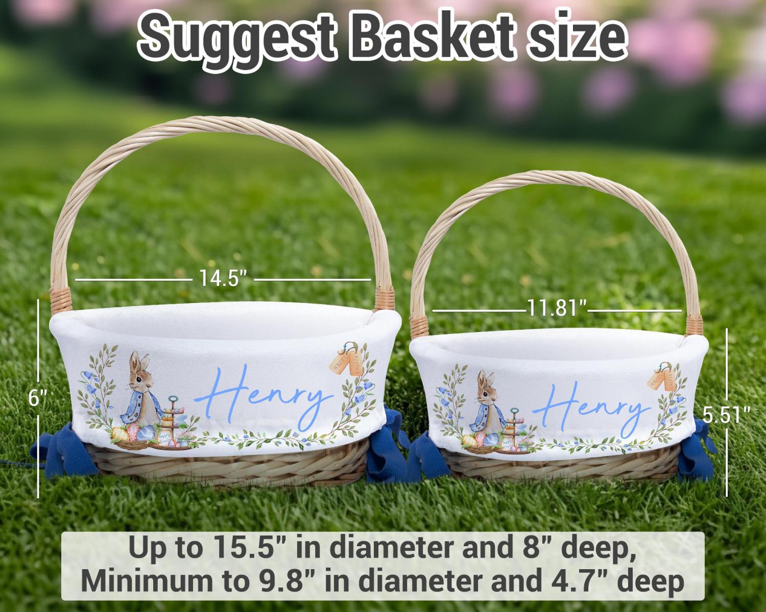 Personalized Easter Basket Liner, Custom Kids Easter Basket Liner with Name or Monogram,Easter Gift for Kids Girls Boys,Baby First Easter