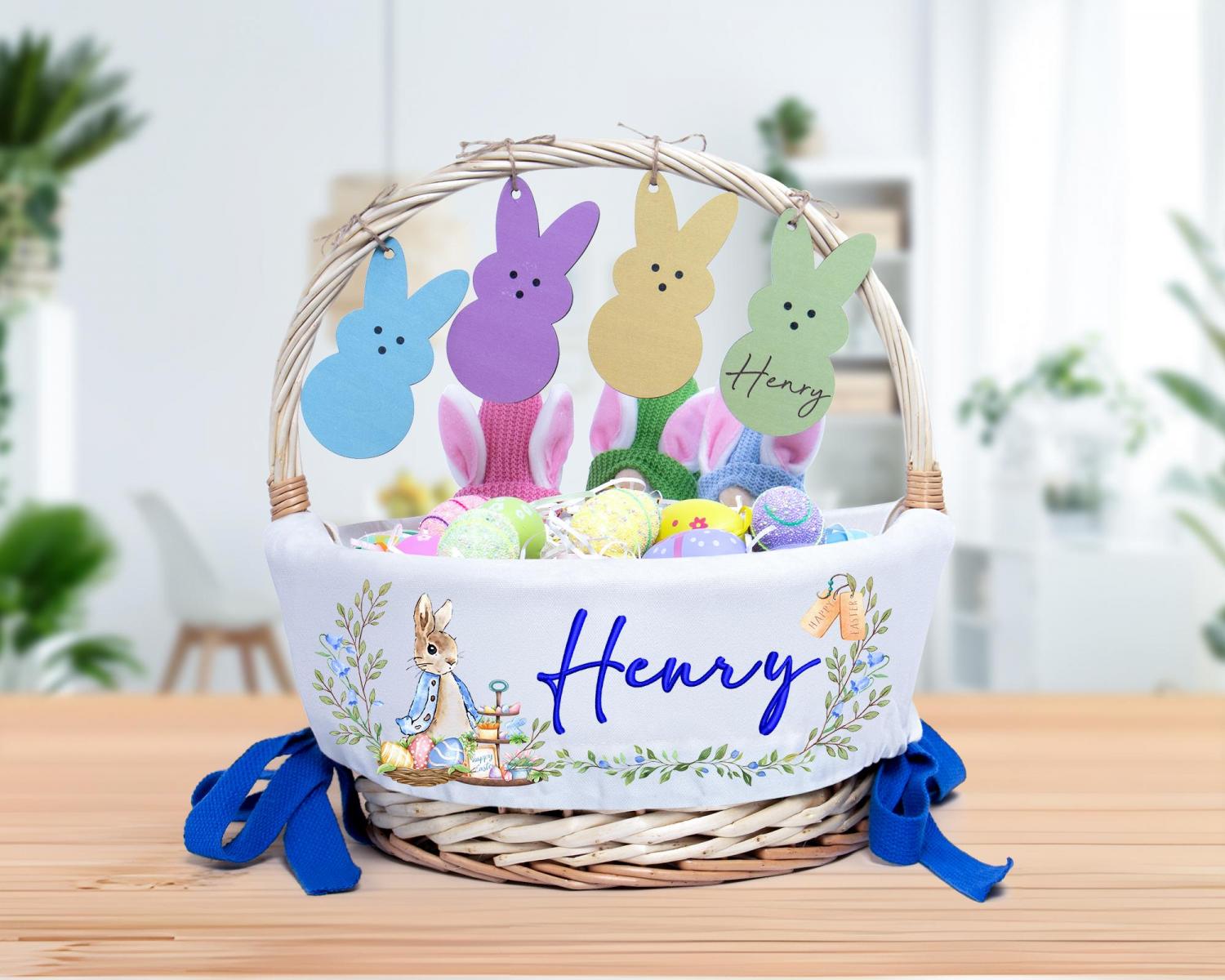 Personalized Easter Basket Liner, Custom Kids Easter Basket Liner with Name or Monogram,Easter Gift for Kids Girls Boys,Baby First Easter