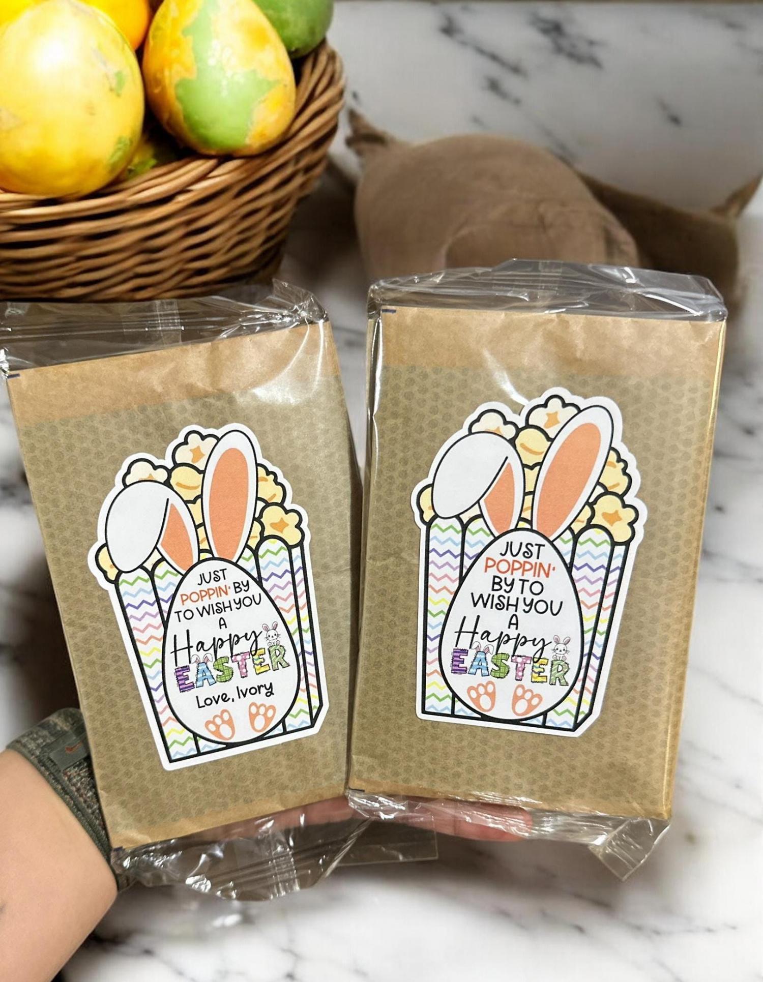 16 Daycare Center Gift Ideas, Popcorn Stickers, Happy Easter Stickers, Gift for Classmates, Popcorn Fun Stickers, Classroom Kids Gift Idea,