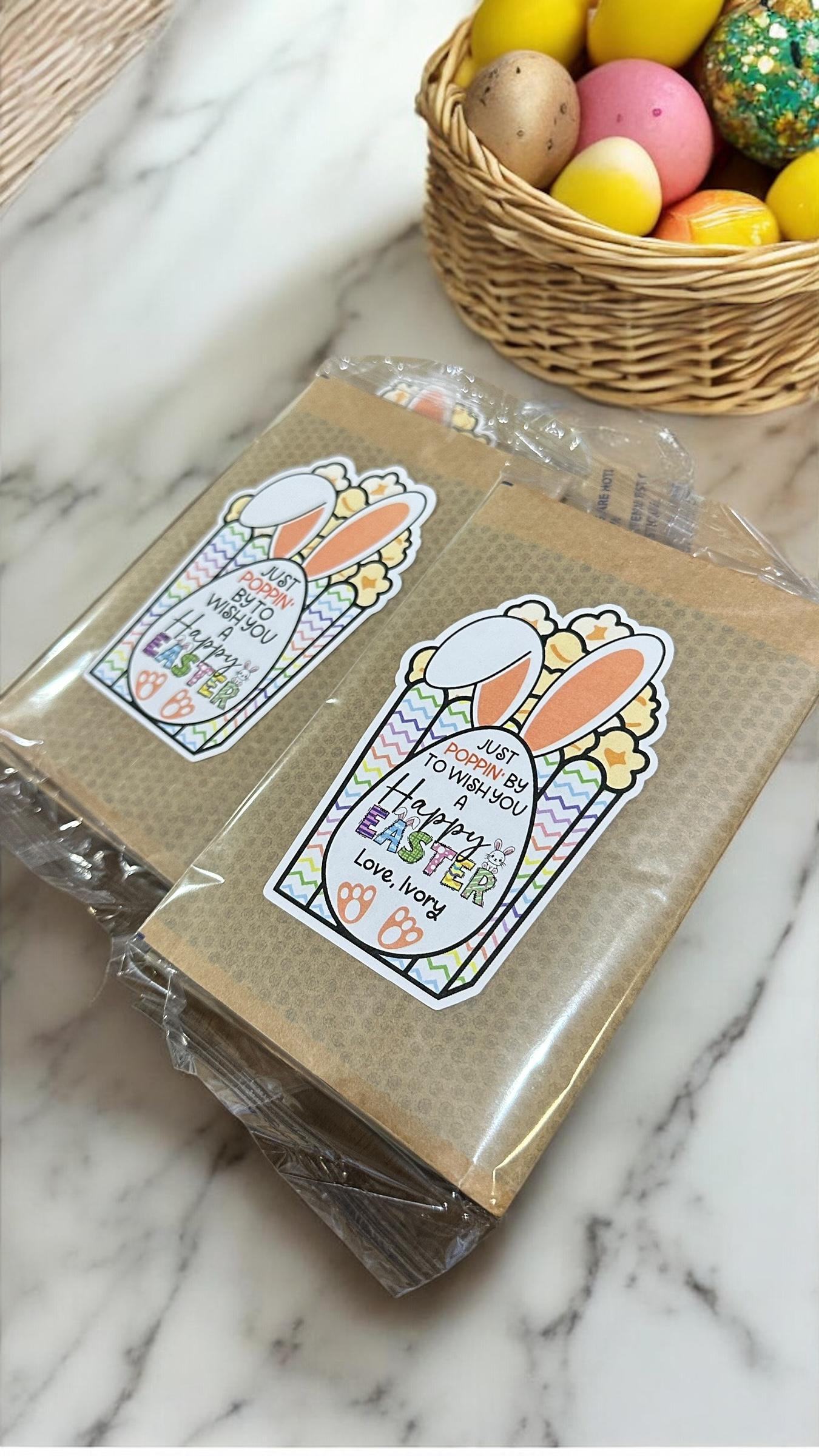 16 Daycare Center Gift Ideas, Popcorn Stickers, Happy Easter Stickers, Gift for Classmates, Popcorn Fun Stickers, Classroom Kids Gift Idea,