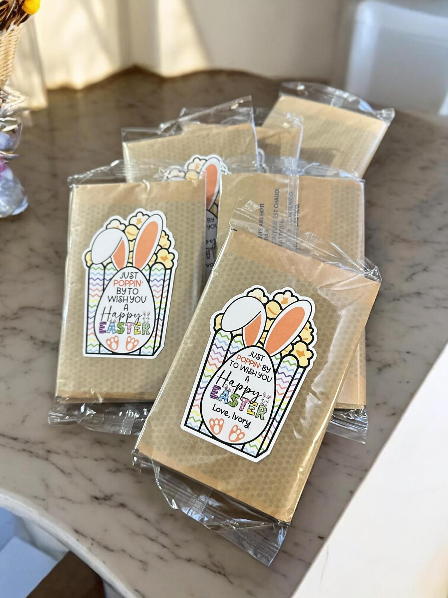 16 Daycare Center Gift Ideas, Popcorn Stickers, Happy Easter Stickers, Gift for Classmates, Popcorn Fun Stickers, Classroom Kids Gift Idea,