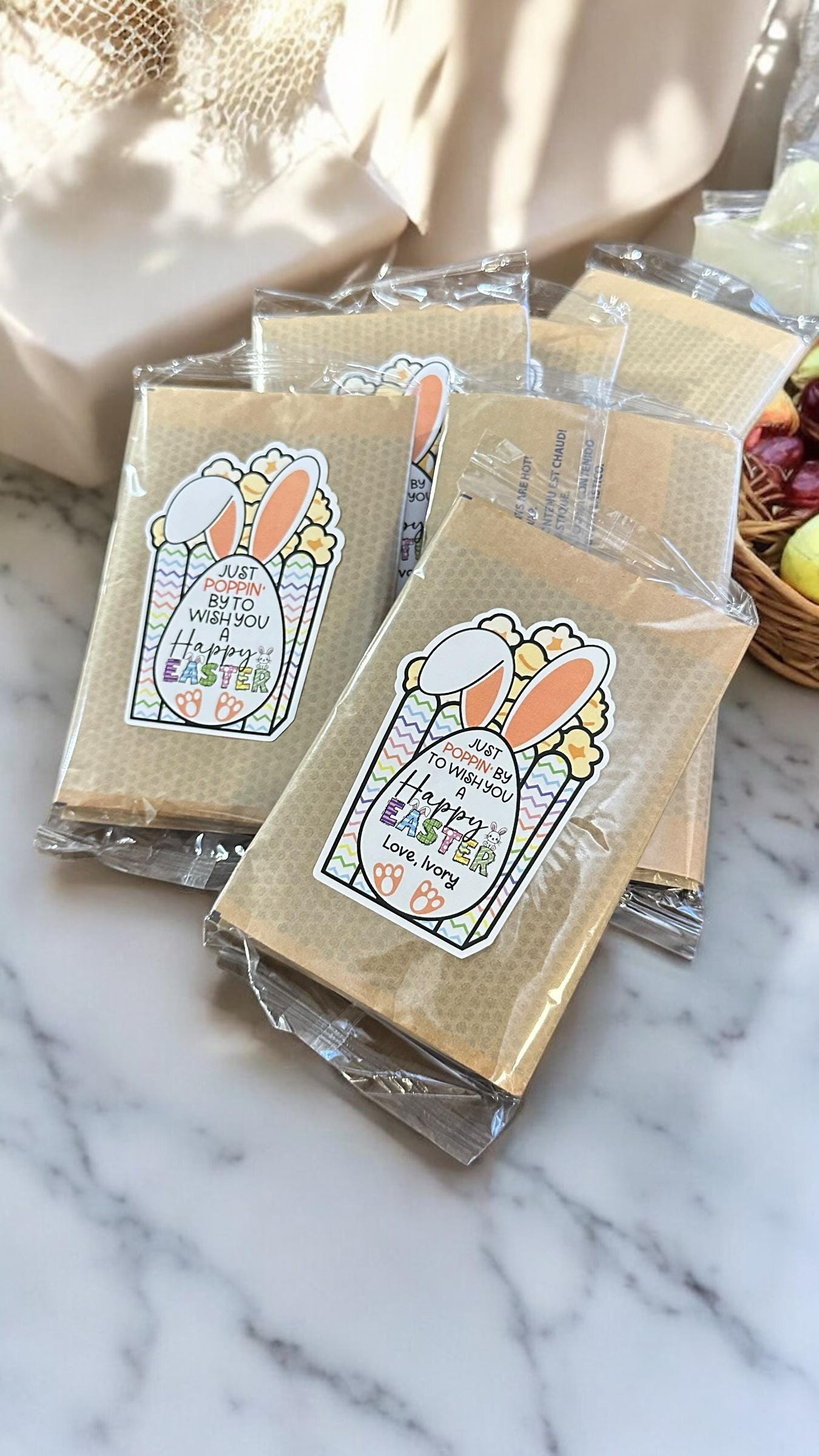 16 Daycare Center Gift Ideas, Popcorn Stickers, Happy Easter Stickers, Gift for Classmates, Popcorn Fun Stickers, Classroom Kids Gift Idea,