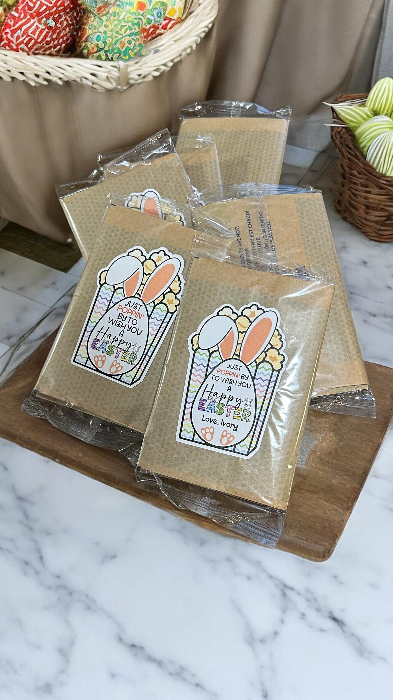 16 Daycare Center Gift Ideas, Popcorn Stickers, Happy Easter Stickers, Gift for Classmates, Popcorn Fun Stickers, Classroom Kids Gift Idea,