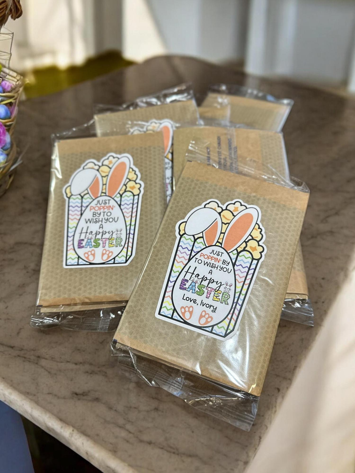 16 Daycare Center Gift Ideas, Popcorn Stickers, Happy Easter Stickers, Gift for Classmates, Popcorn Fun Stickers, Classroom Kids Gift Idea,