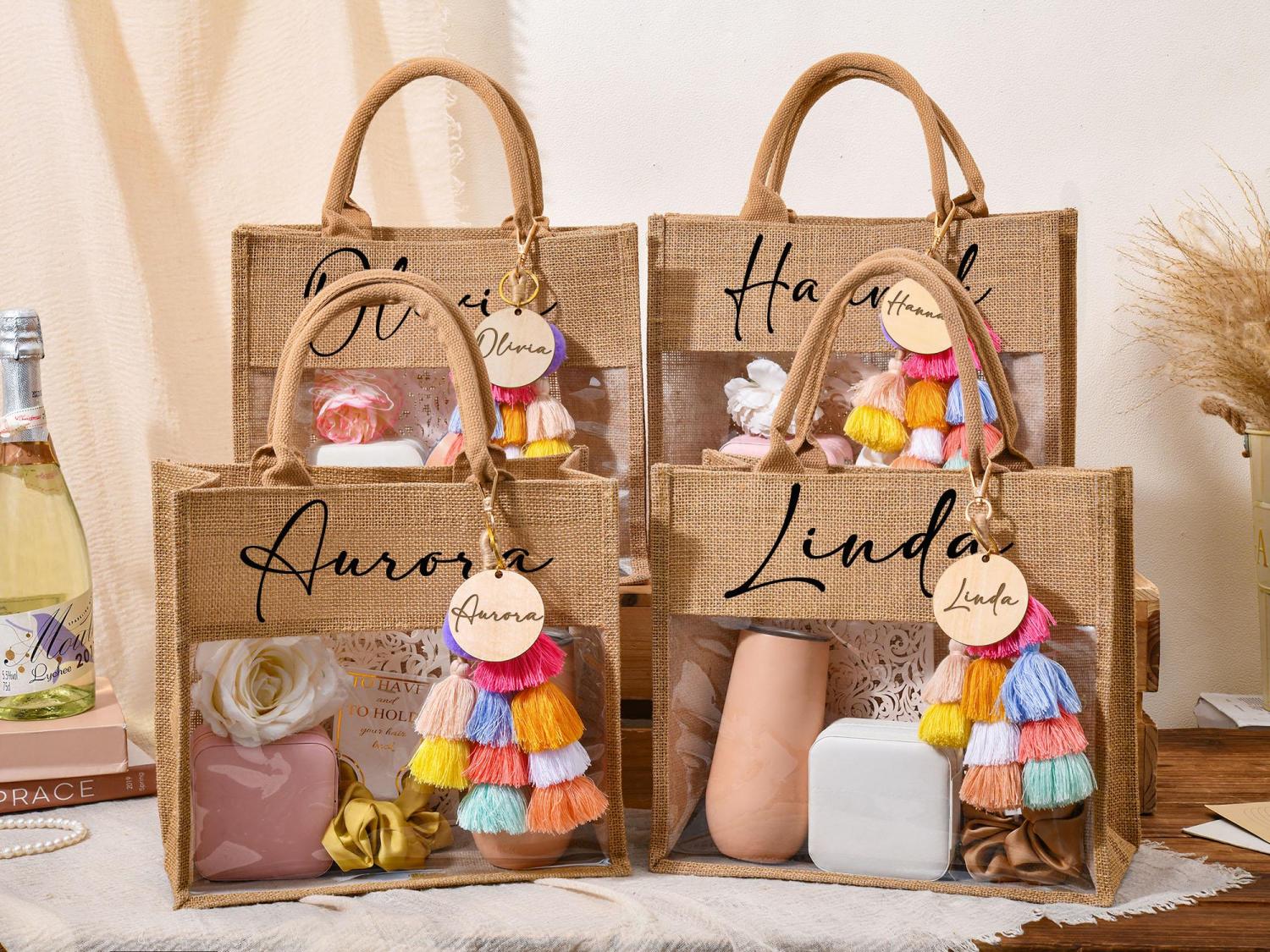 Personalized Bridesmaid Bag,Beach Burlap Bag,Monogram Beach Tote Bag,Jute Bag,Bridesmaid Gift Bag,Bachelorette Party Bag,Beach Bag