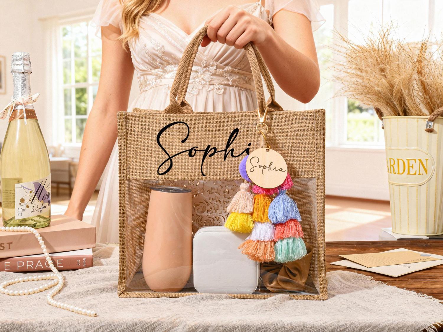 Personalized Bridesmaid Bag,Beach Burlap Bag,Monogram Beach Tote Bag,Jute Bag,Bridesmaid Gift Bag,Bachelorette Party Bag,Beach Bag