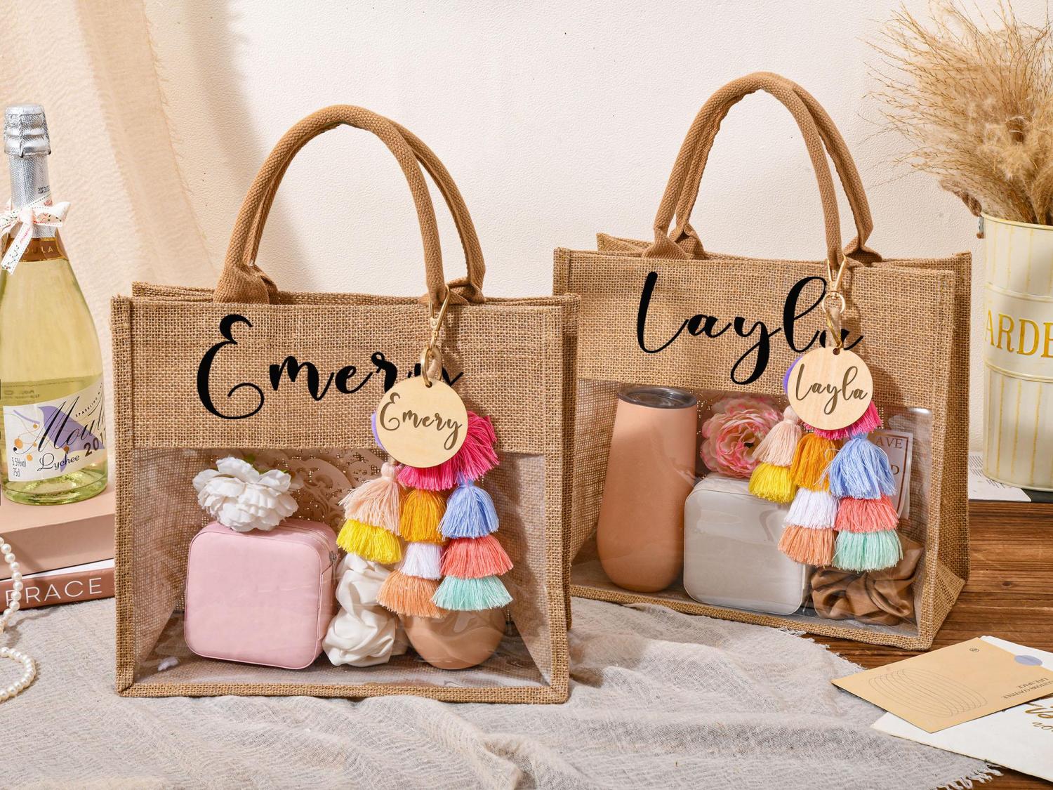 Personalized Bridesmaid Bag,Beach Burlap Bag,Monogram Beach Tote Bag,Jute Bag,Bridesmaid Gift Bag,Bachelorette Party Bag,Beach Bag