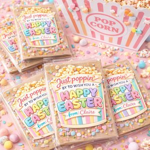 Personalized Easter Popcorn Labels - Classroom Favors, Set of 10