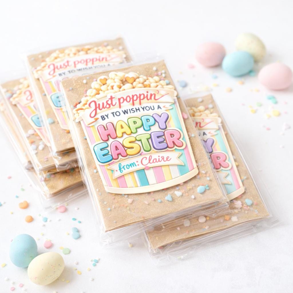 Personalized Easter Popcorn Labels - Classroom Favors, Set of 10