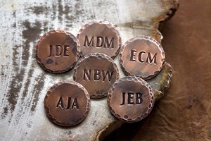 7/8" Personalized Golf Ball Marker | Golfer Gift for Groomsmen Husband Dad Grandfather Initial | Father's Day Gift | Distressed Copper