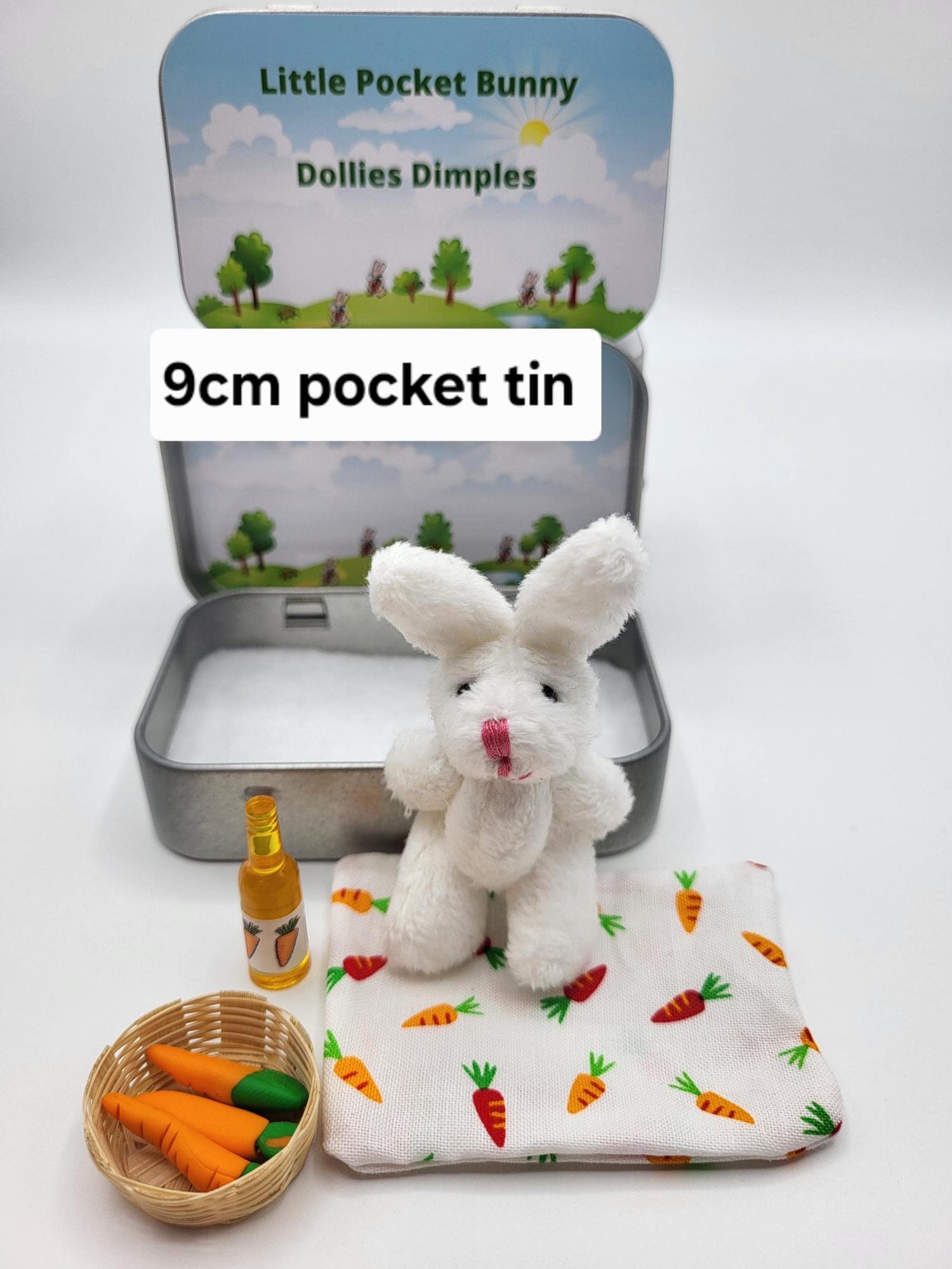 Easter Bunny fluffy Plush in Pocket Tin: Miniature role play