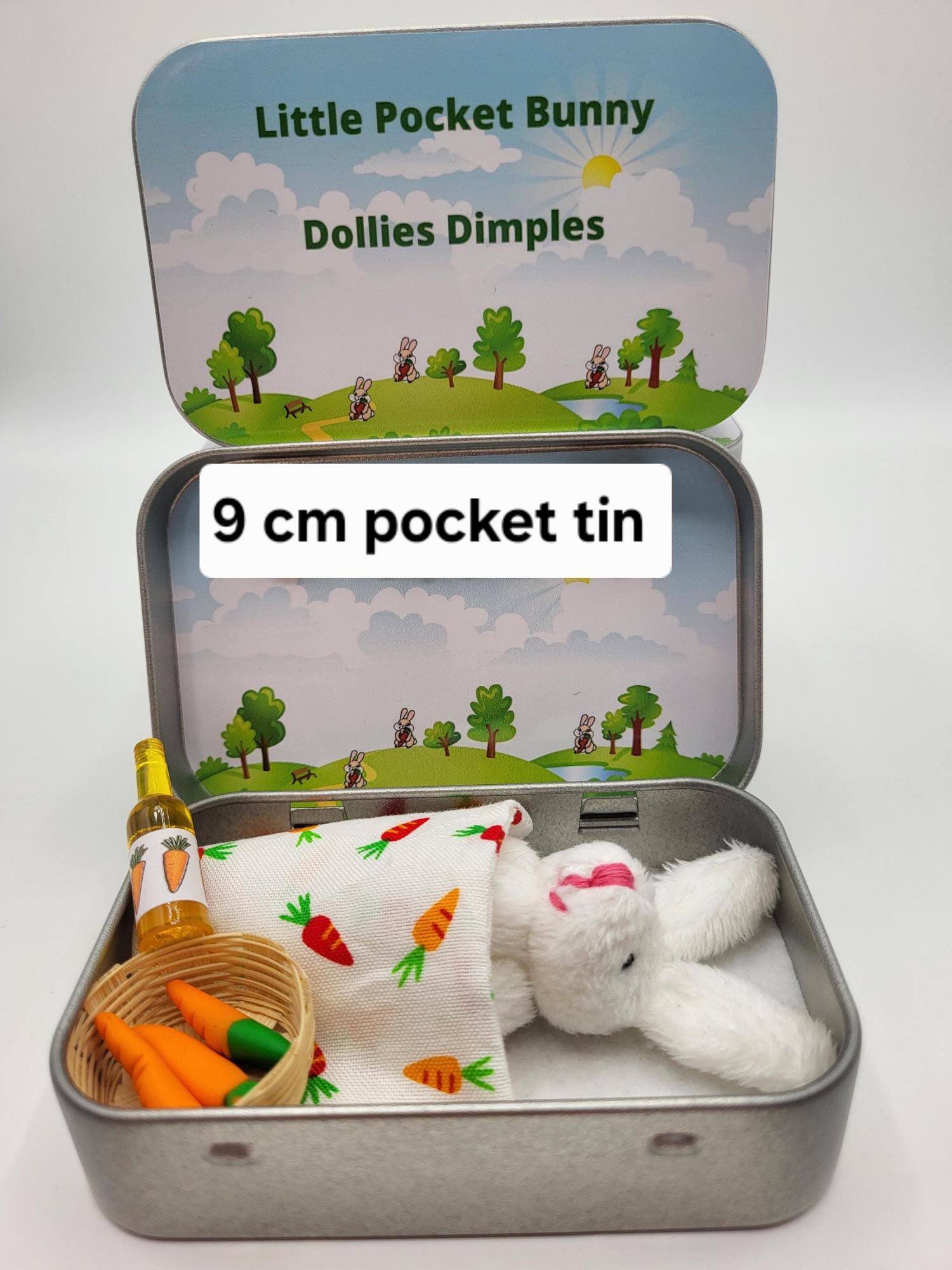 Easter Bunny fluffy Plush in Pocket Tin: Miniature role play