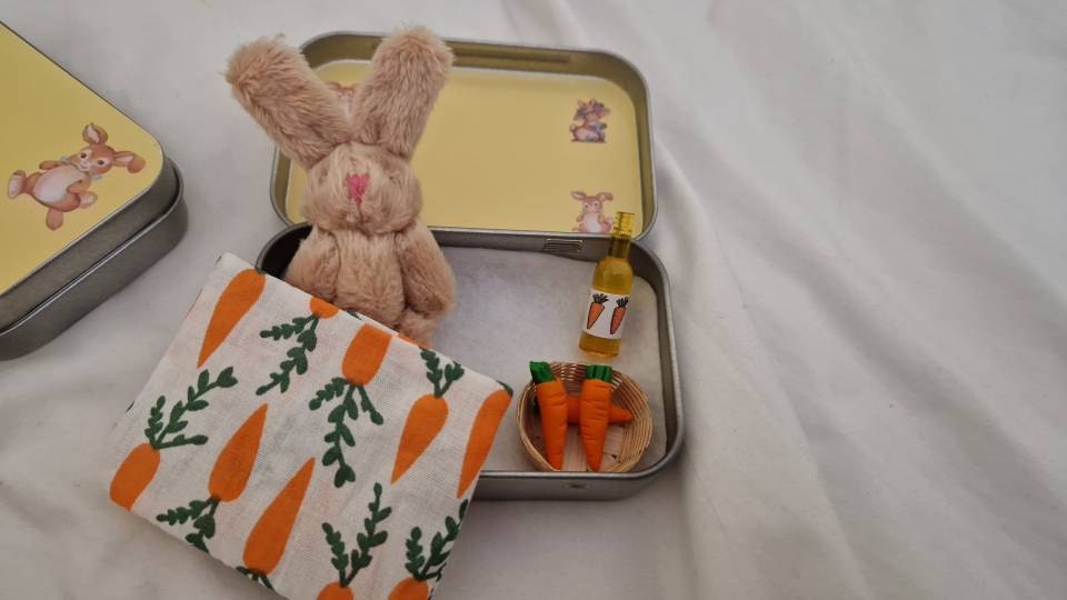 Easter Bunny fluffy Plush in Pocket Tin: Miniature role play