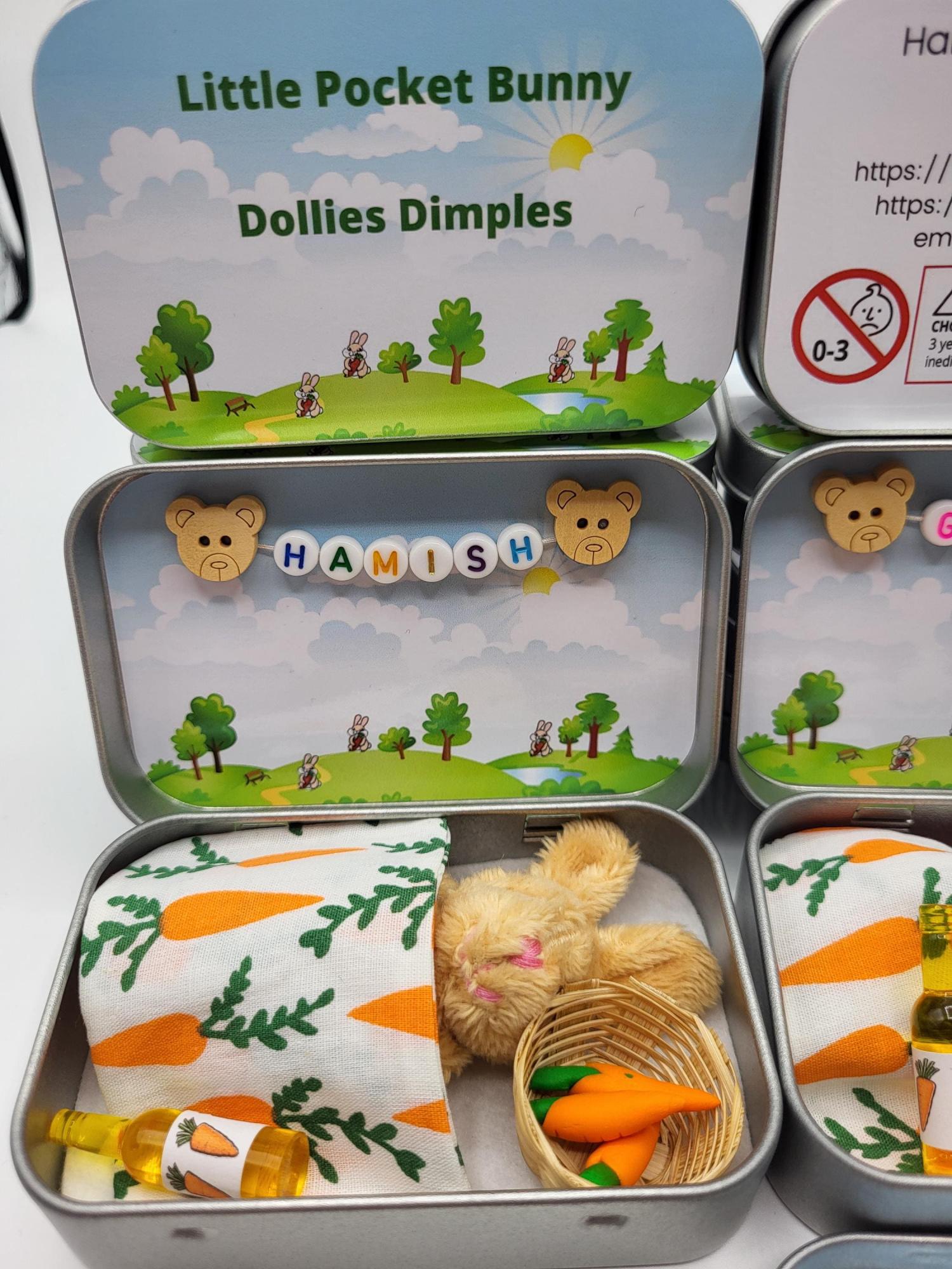 Easter Bunny fluffy Plush in Pocket Tin: Miniature role play