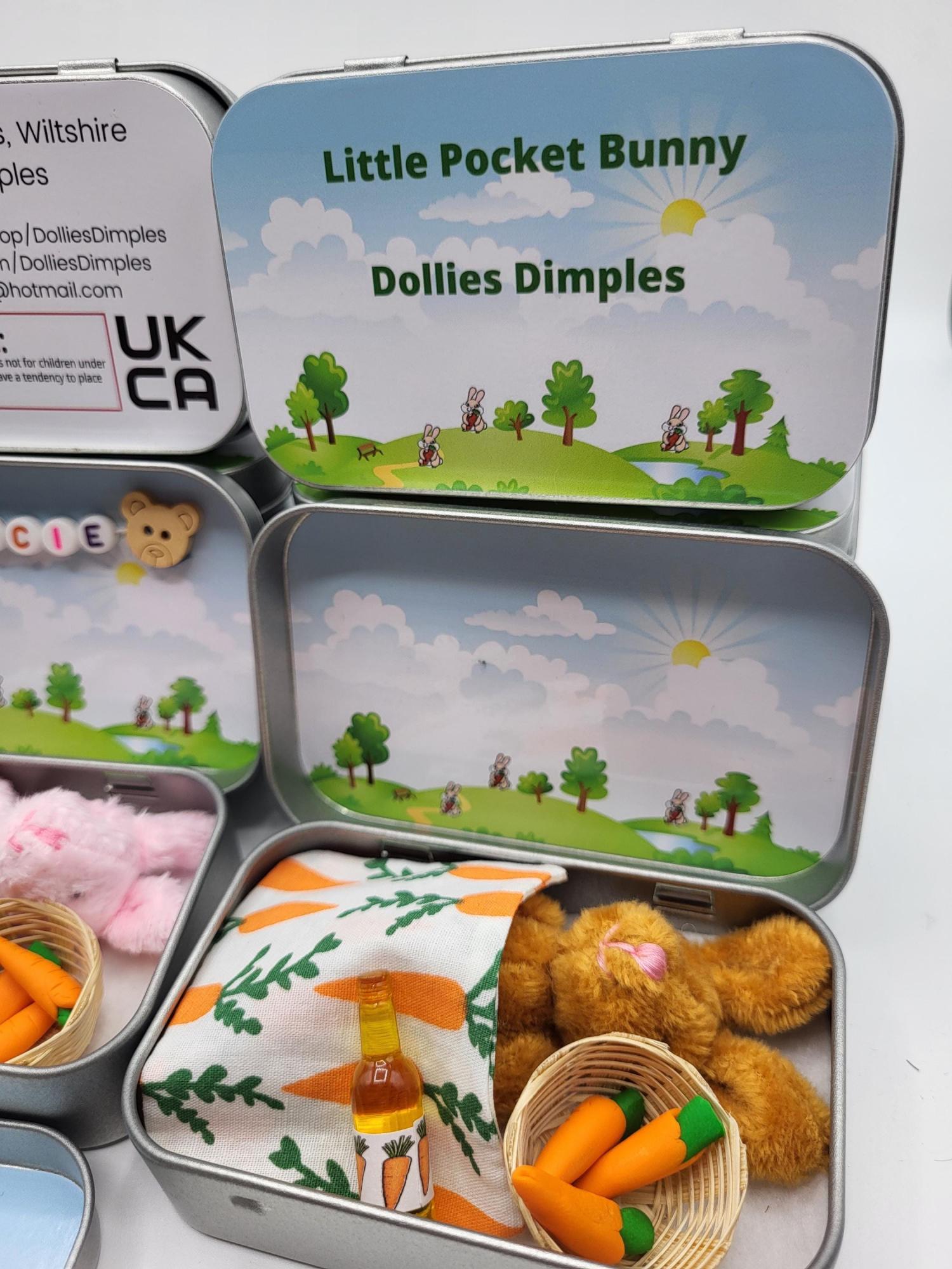 Easter Bunny fluffy Plush in Pocket Tin: Miniature role play