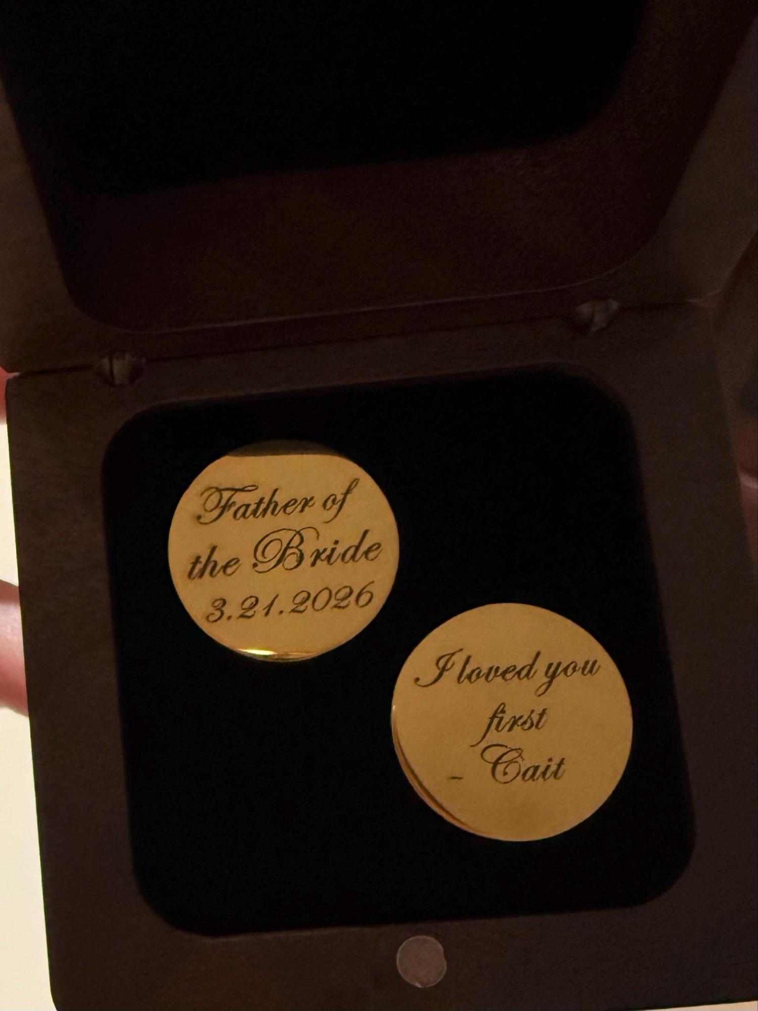 Father of the Bride Cufflink,Cufflinks,Personalized Cufflinks, Engraved Cufflinks, Round Custom Cuff link ,Gifts for Him,Wedding Gift