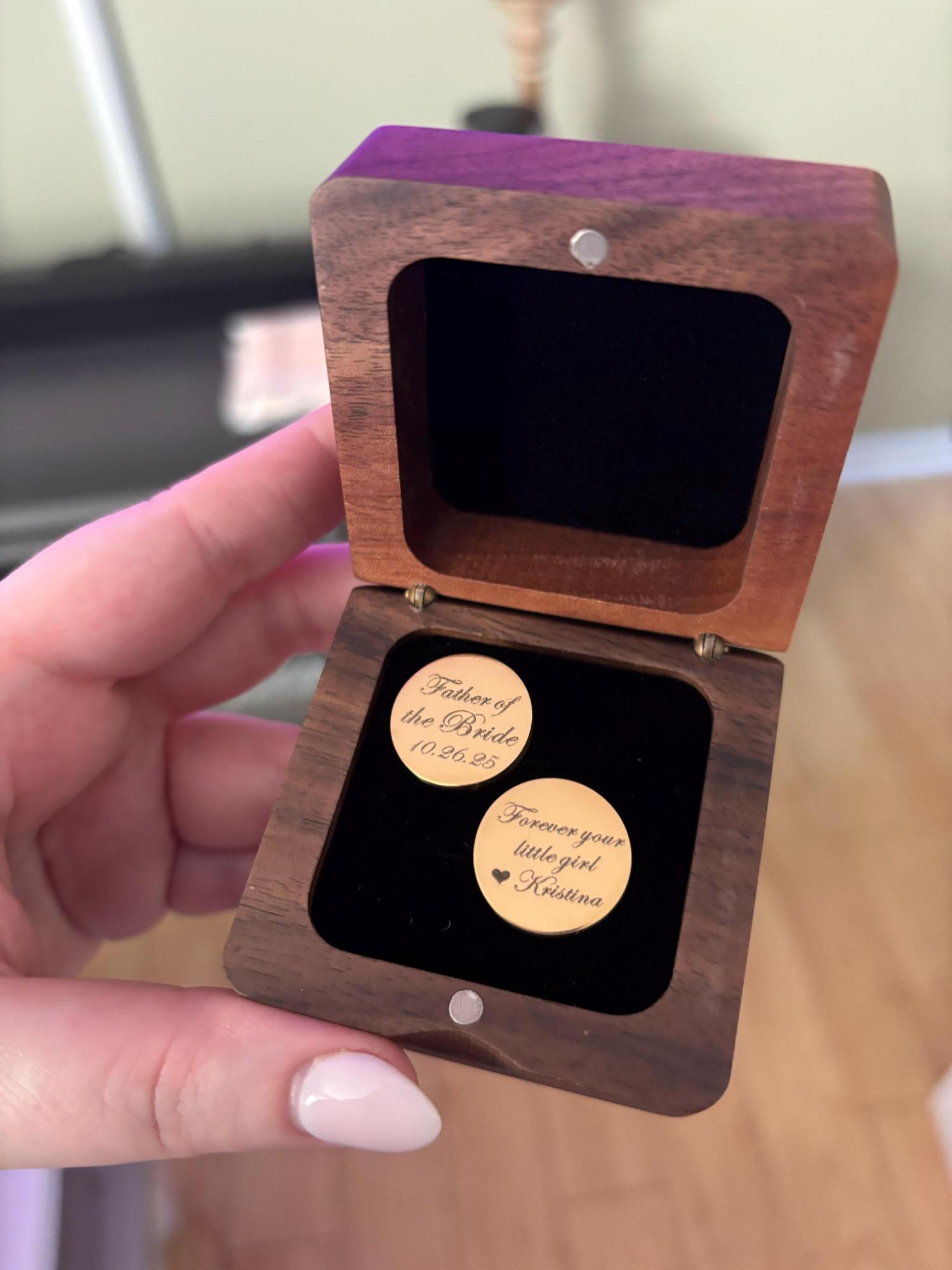 Father of the Bride Cufflink,Cufflinks,Personalized Cufflinks, Engraved Cufflinks, Round Custom Cuff link ,Gifts for Him,Wedding Gift