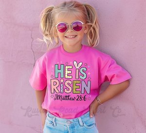 Girls Easter Shirt, He is Risen Shirt, Toddler Easter Outfit, Easter Basket Gift